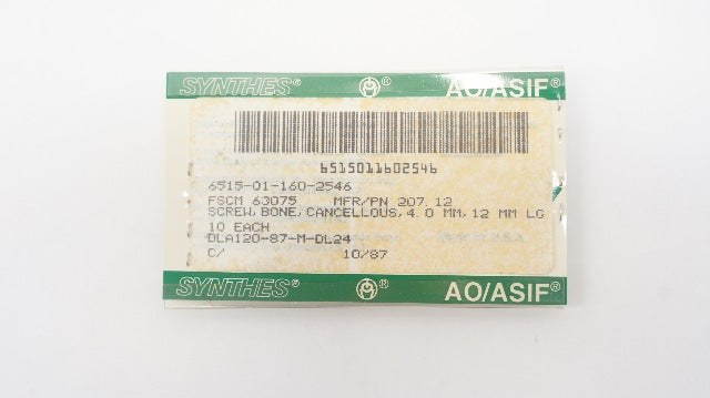 Synthes FSCM 63075 AO/ASIF Cancellous Screw Bone 4.0mm x 12mm - Pack of 10