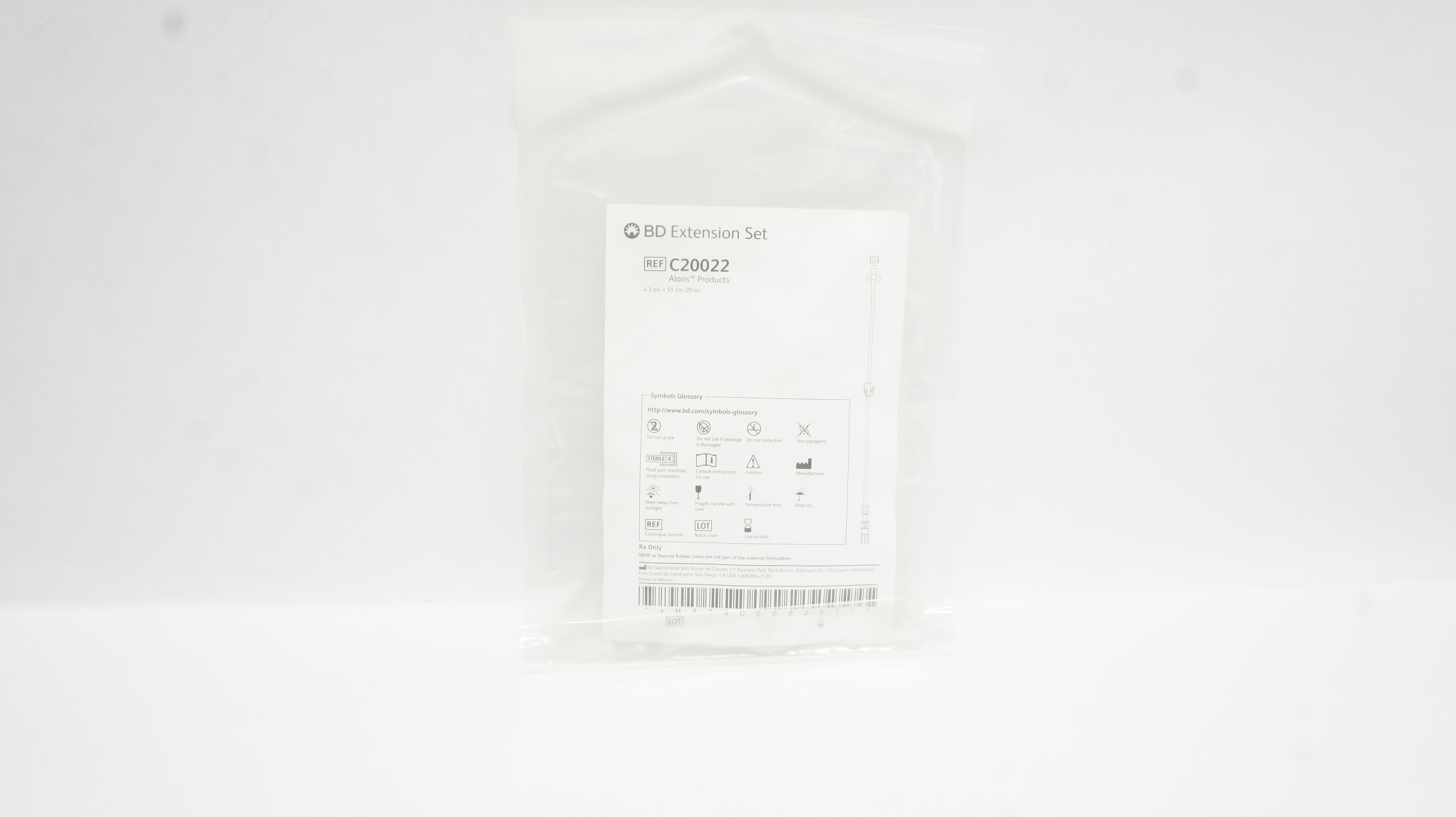 BD C20022 Alaris Products Extension Set 3mL x 20inch