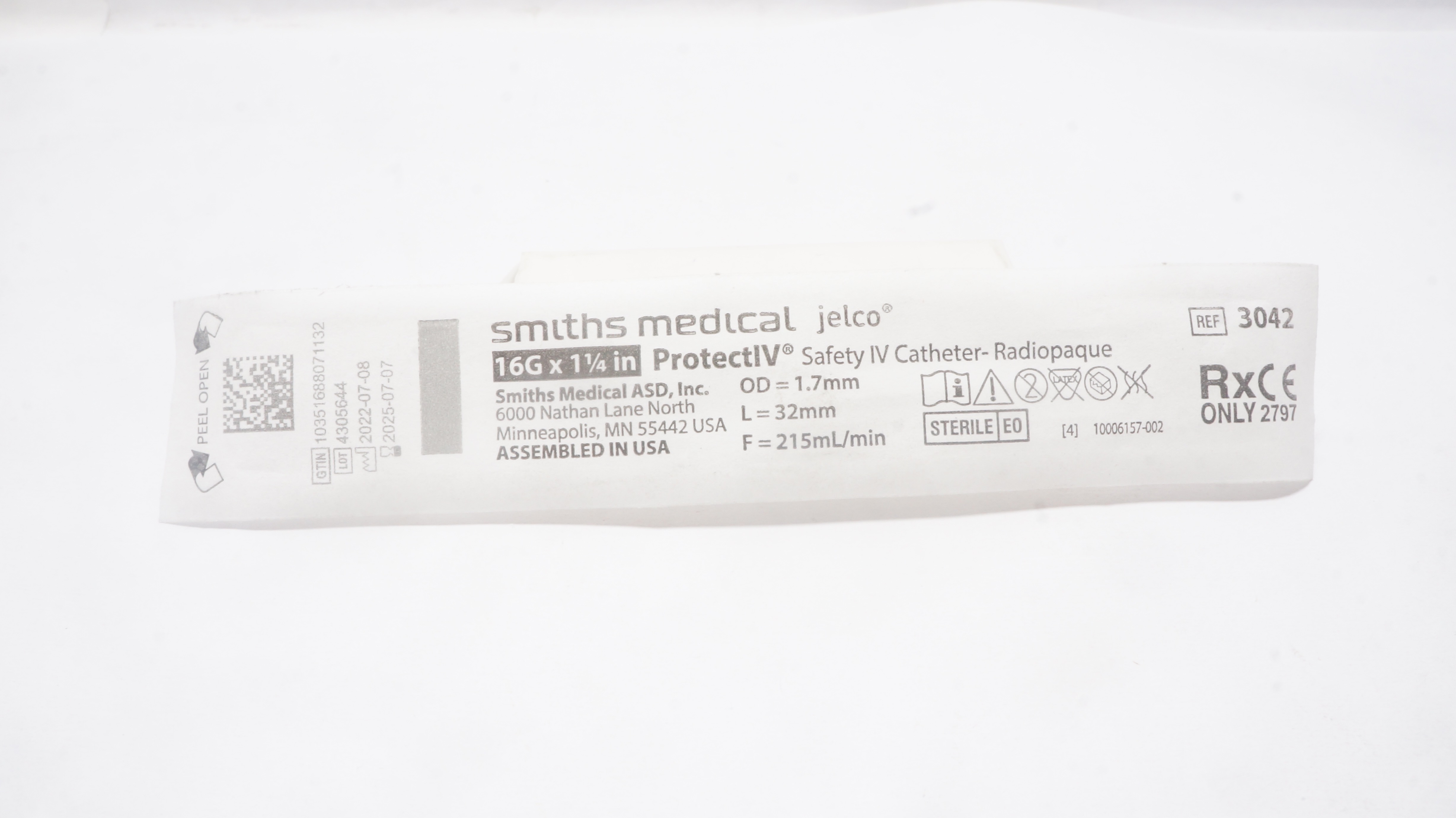 Smiths Medical 3042 Jelco Protect IV Safety Cath. 16G x 1-1/4inch