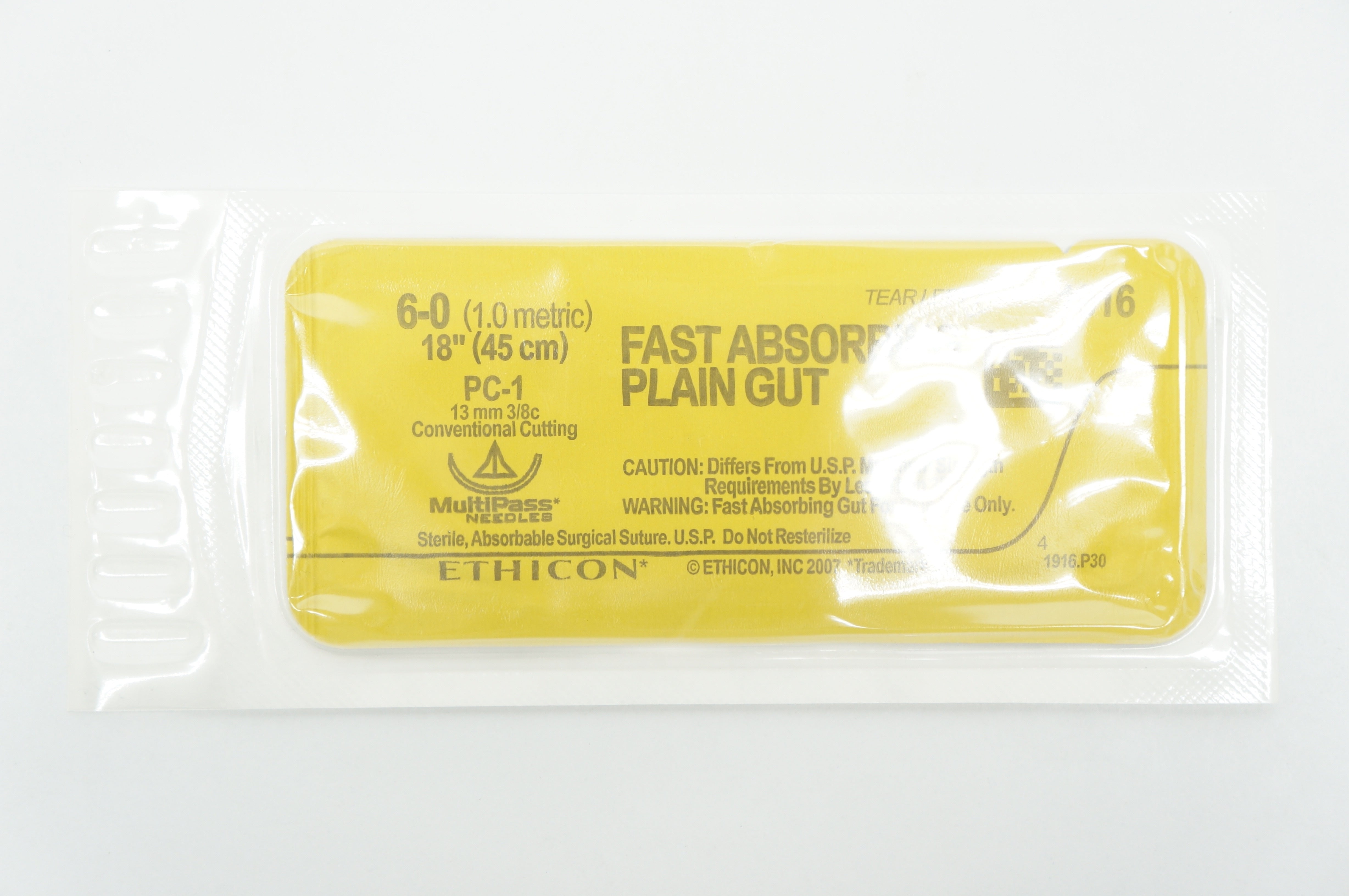 Ethicon 1916 Fast Absorbing Plain Gut 6-0 18in PC-1 13mm Conventional Cutting(x)