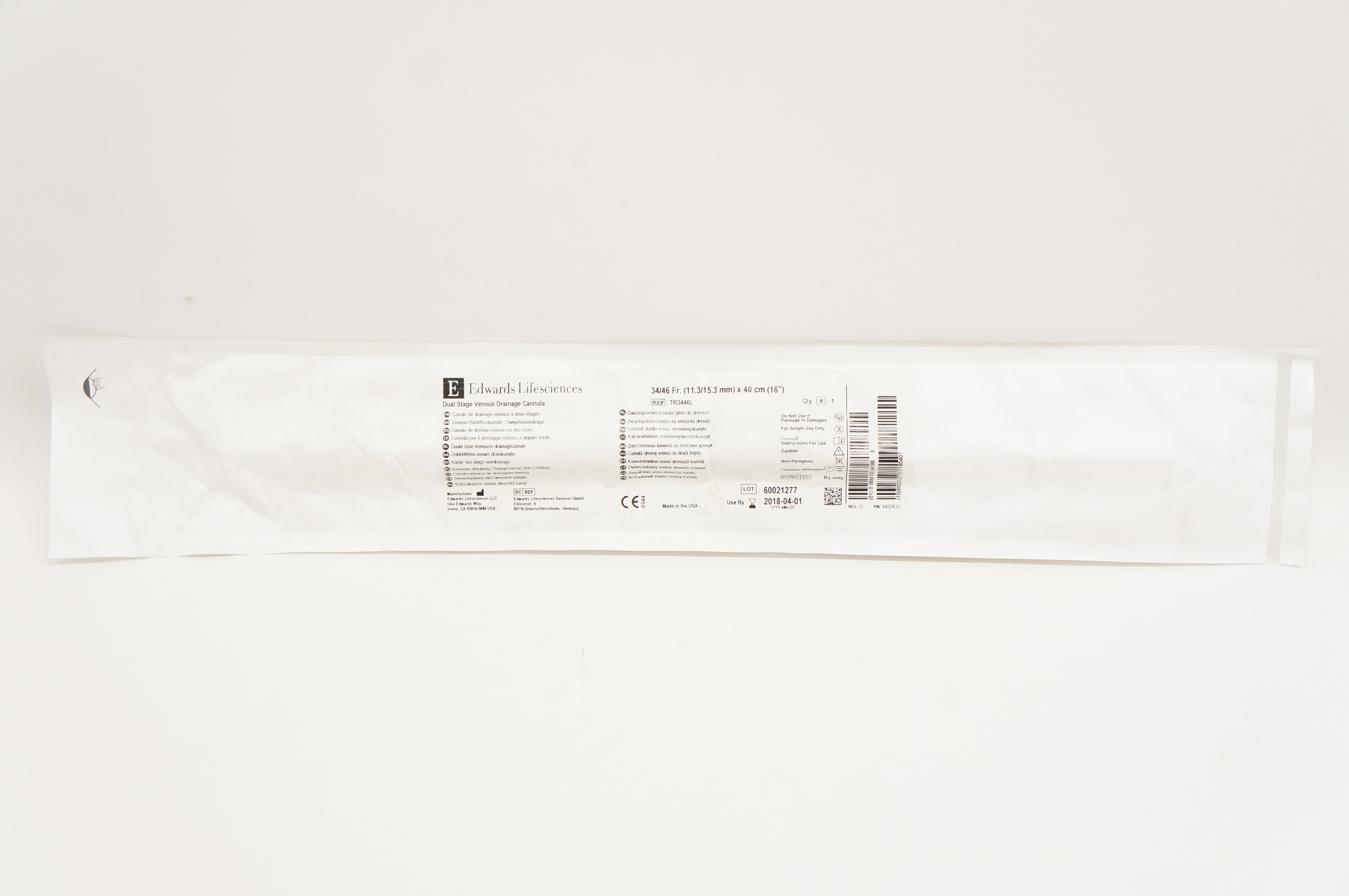Edwards Lifesciences TR3446L Venous Drainage Cannula 34/46Fr x 16inch (x)