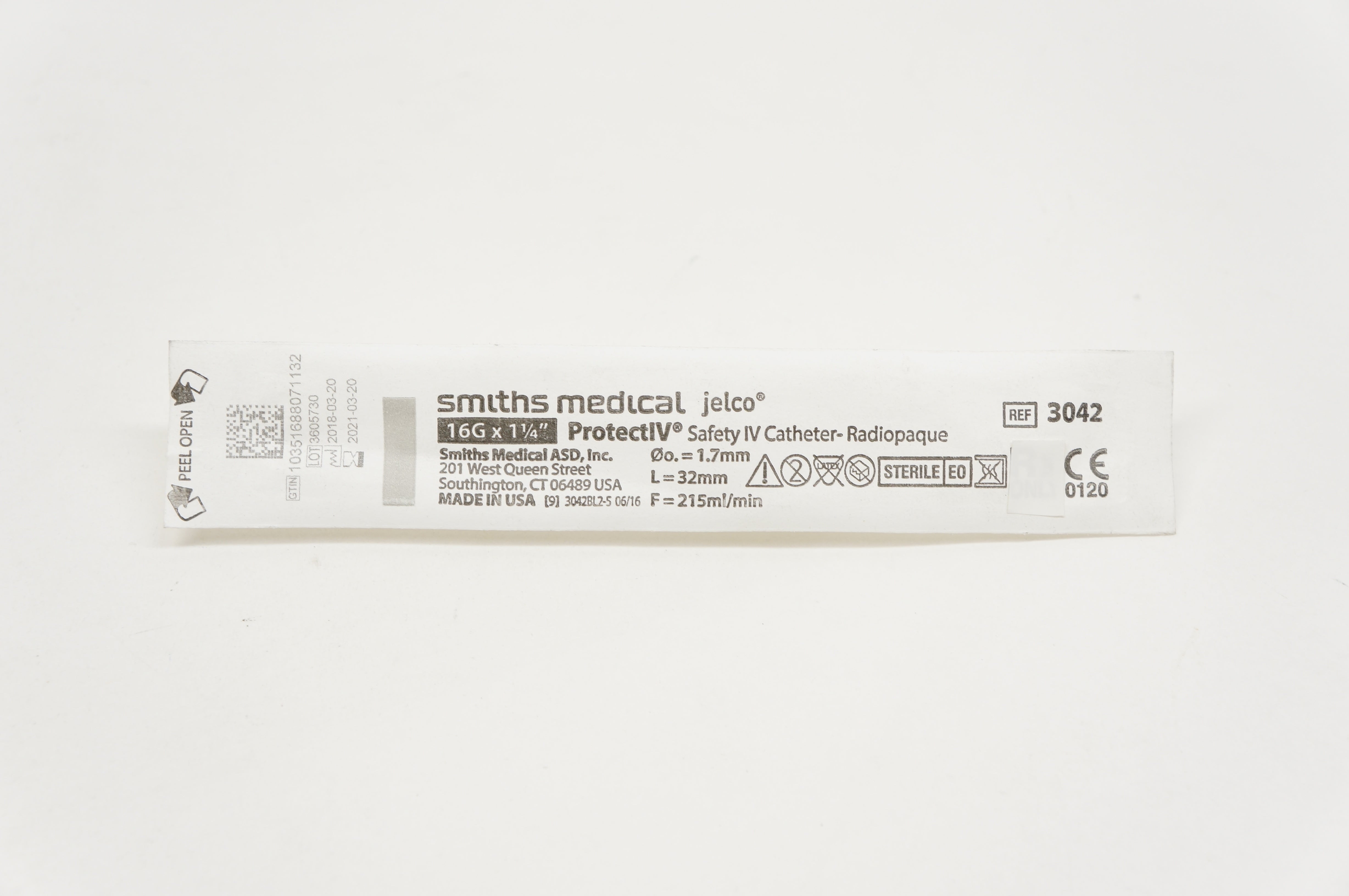 Smiths Medical 3042 Jelco Protect IV Safety Cath. 16G x 1-1/4inch (x)