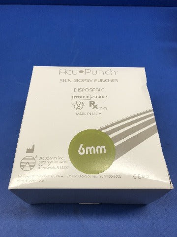 Acuderm P625 Skin Biopsy Punch Disposable 6mm  ~ Box  of 25