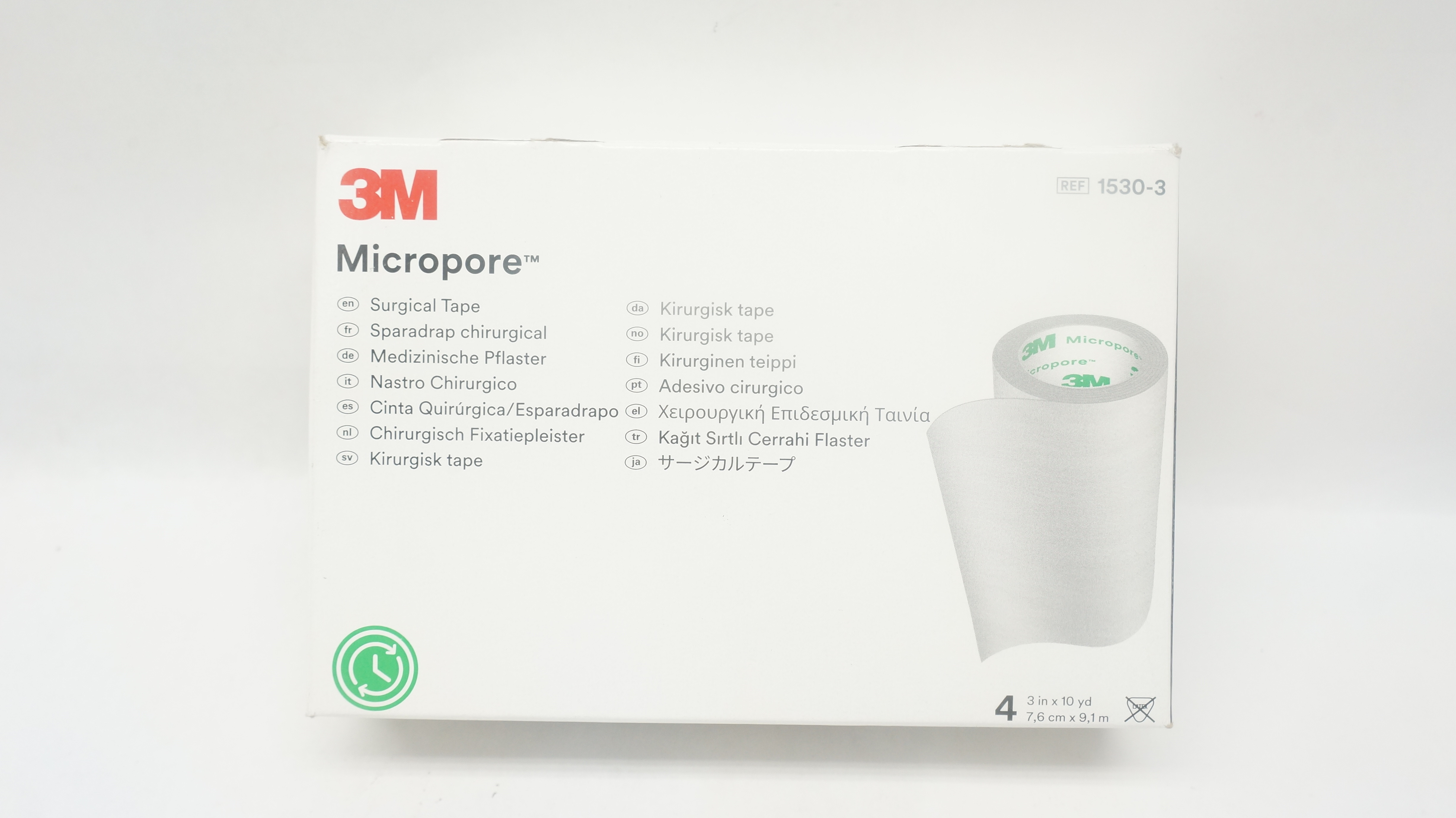 3M 1530-3 Micropore Surgical Tape Hypoallergenic 3inch x 10yd - Box of 4