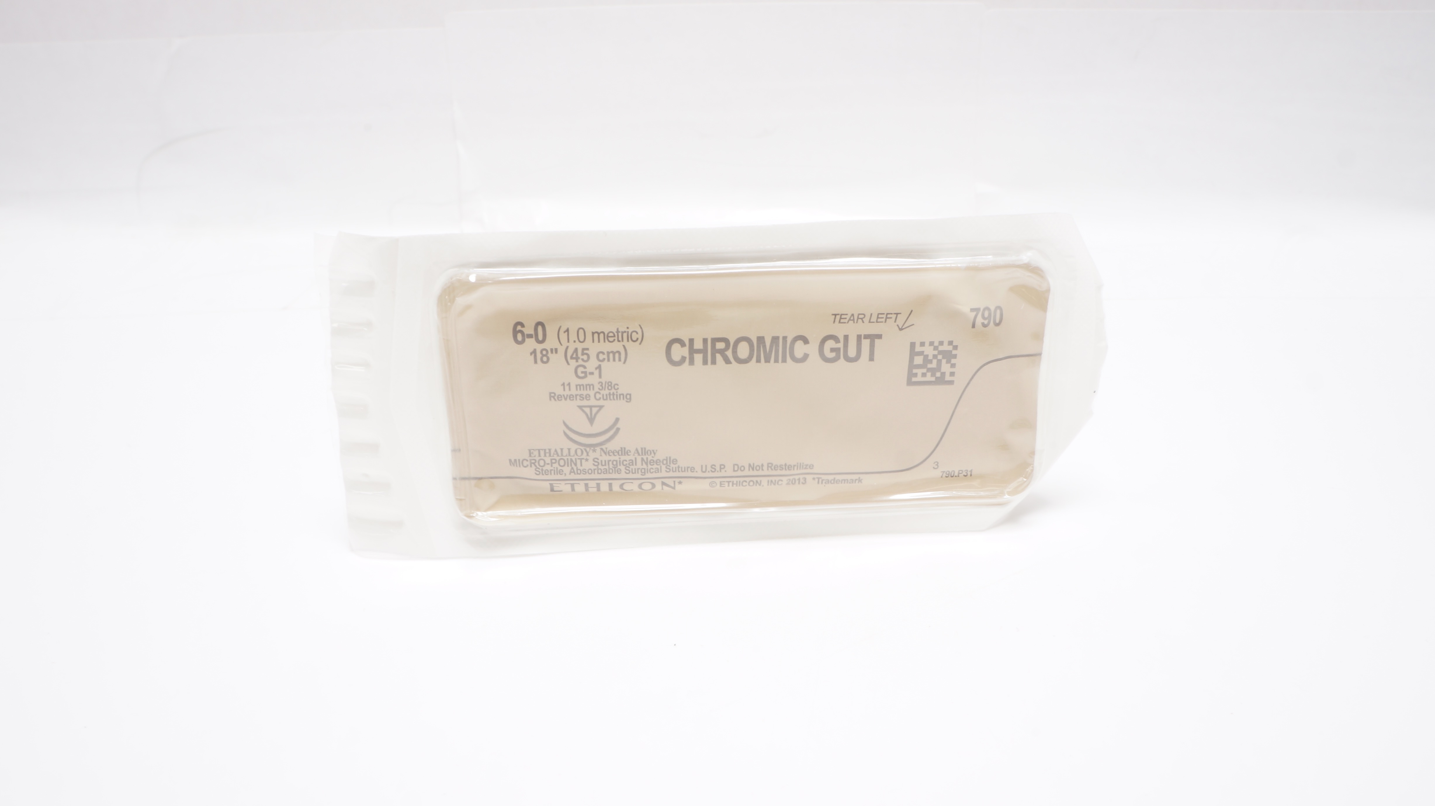 Ethicon 790 6-0 Chromic Gut SurgicalStre G-1 11mm 3/8c Reverse Cutting 18inch