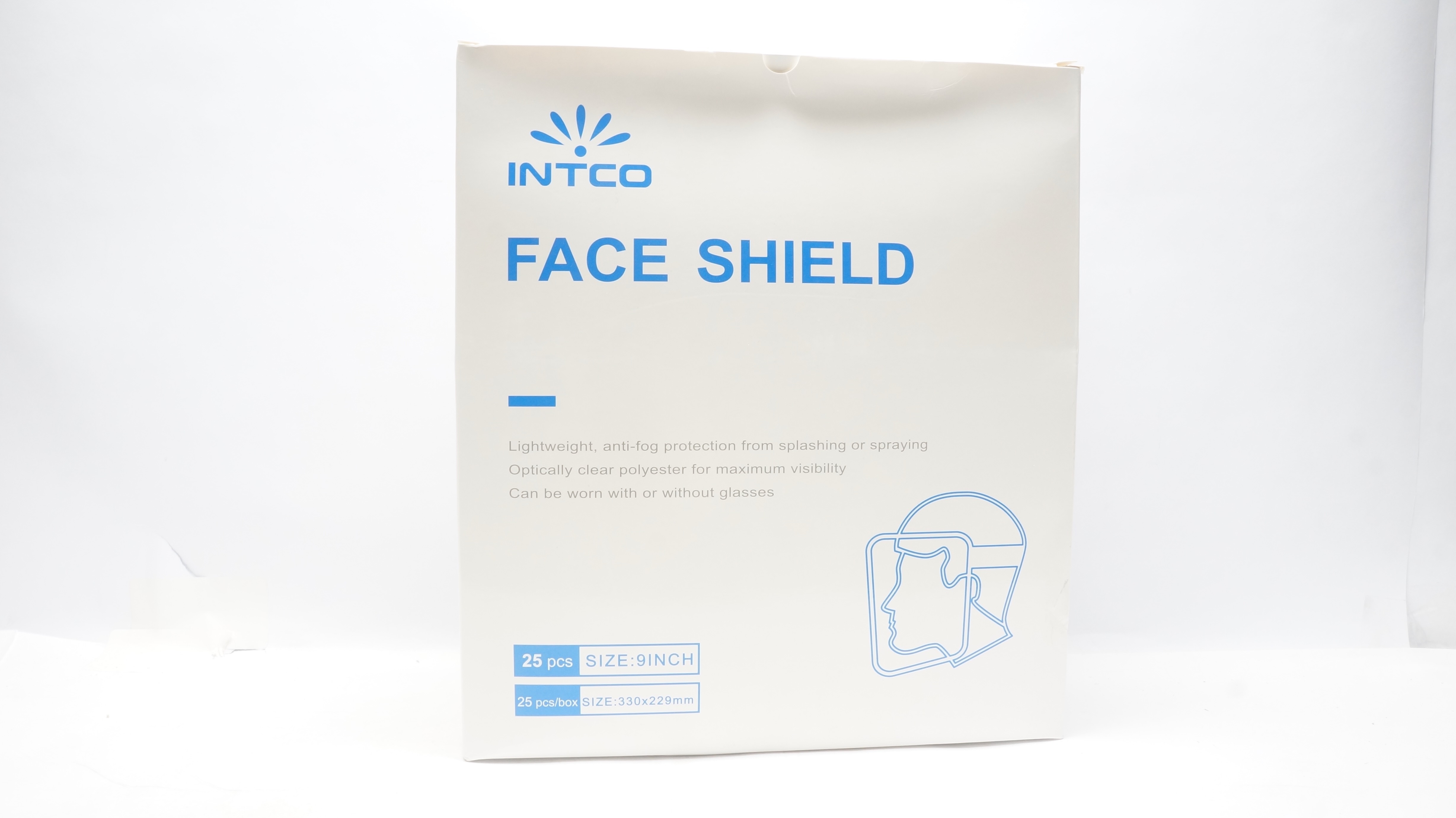 INTCO Disposable Face Shield, Size 9inch - Box of 25 (x)