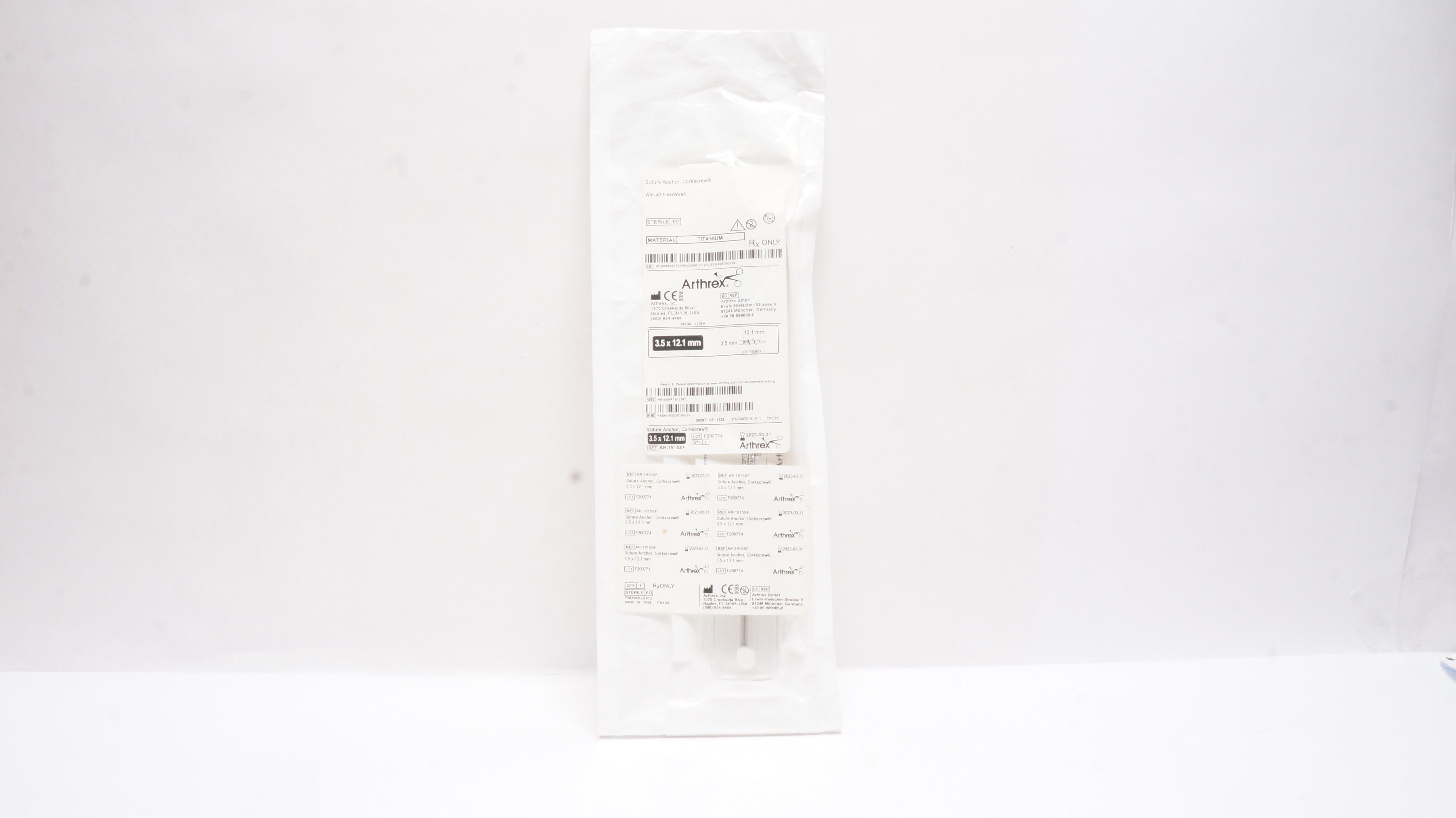 Arthrex Ar-1915SF Stre Anchor, Corkscrew with #2 FiberWire 3.5 x 12.1mm (x)