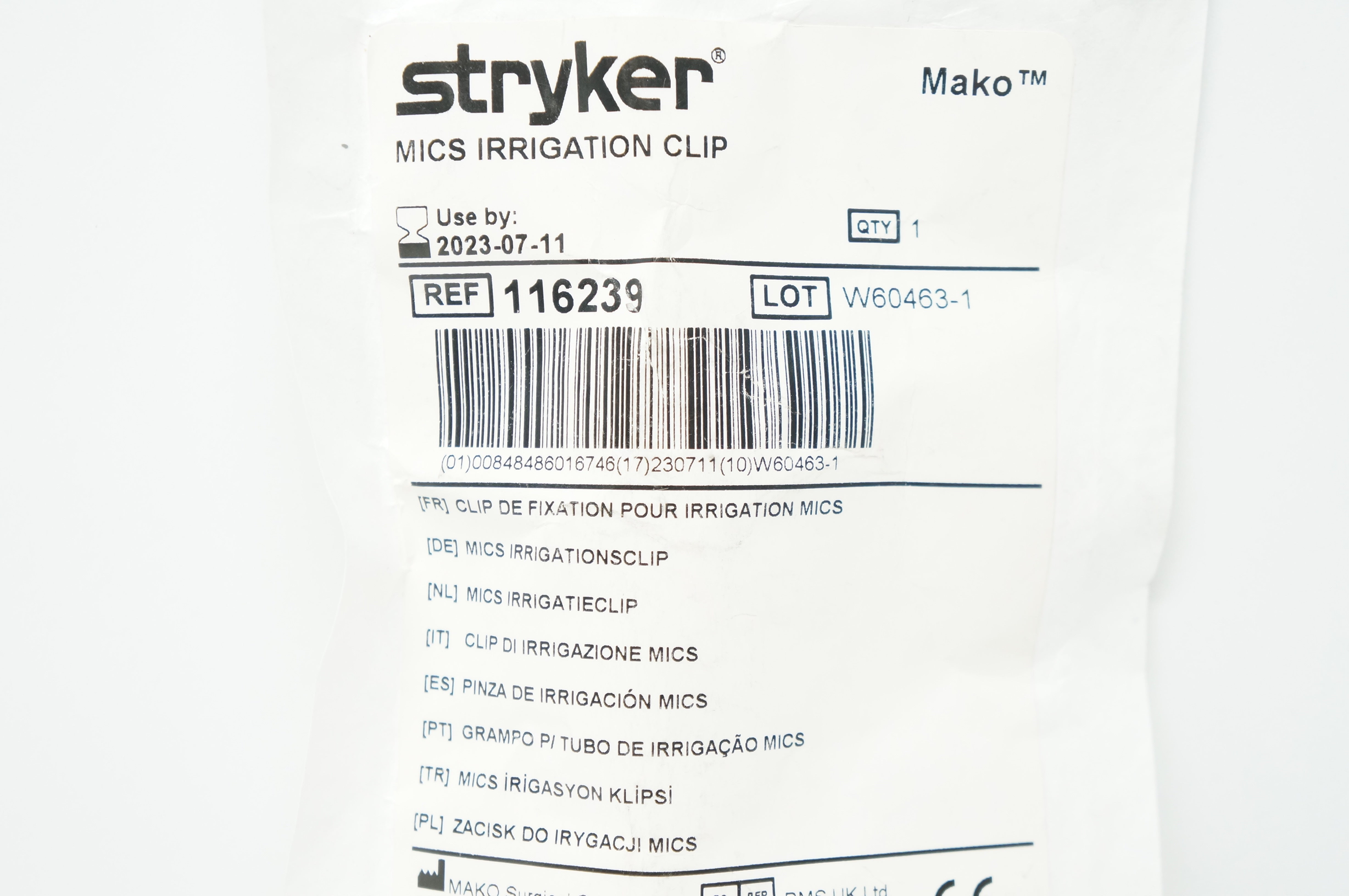 Stryker 116239 Mako MICS Irrigation Clip