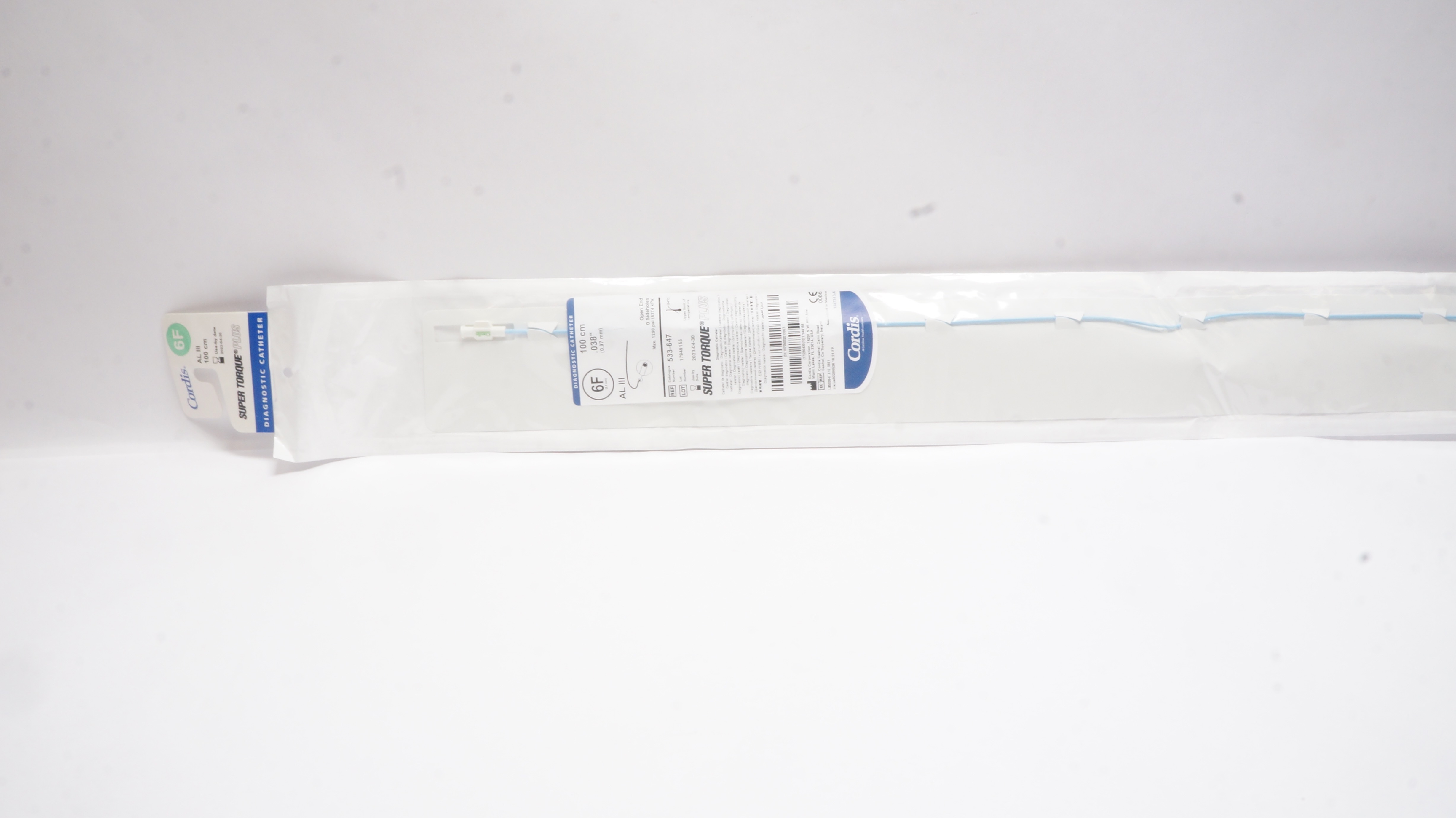 Cordis 533-647 Super Torque Plus Diagnostic Cath. 6F x 100cm x 0.038inch (x)