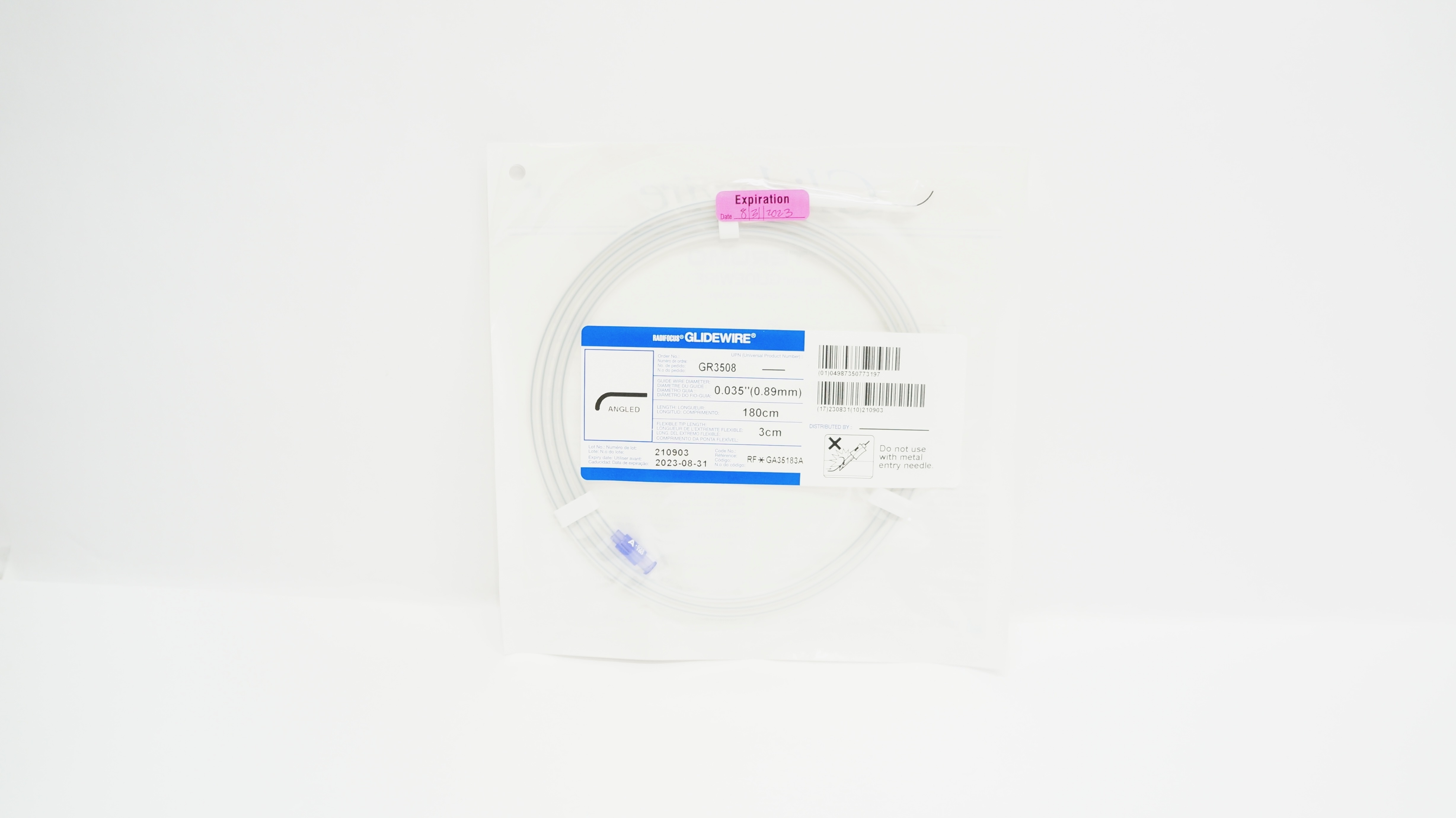 Terumo GA35183A Radifocus Glidewire Angled, 0.035inch x 3cm x 180cm (x)