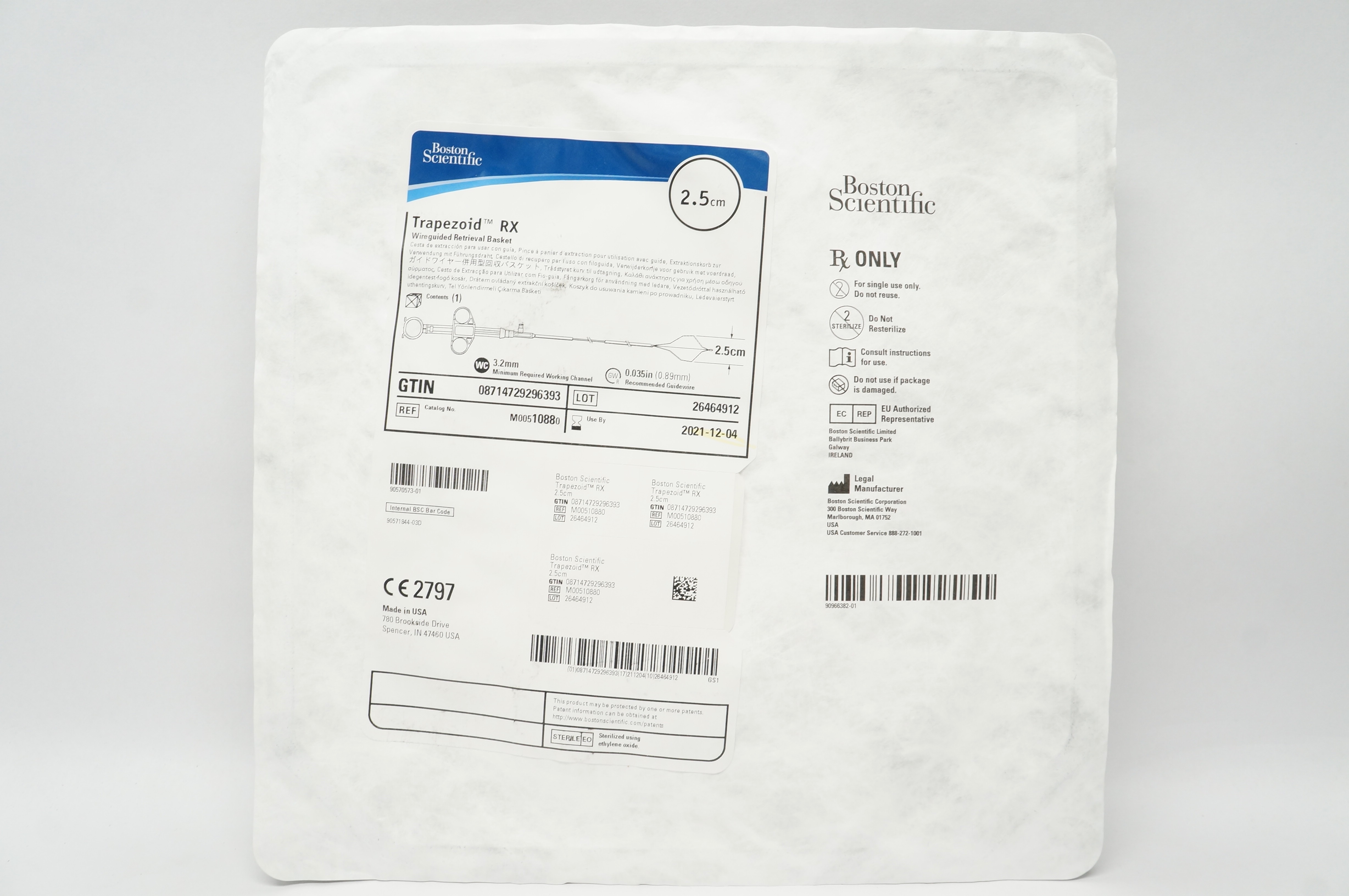 Boston Scientific 1088 Trapezoid RX Wireguided Retrieval Basket 2.5cm (x)