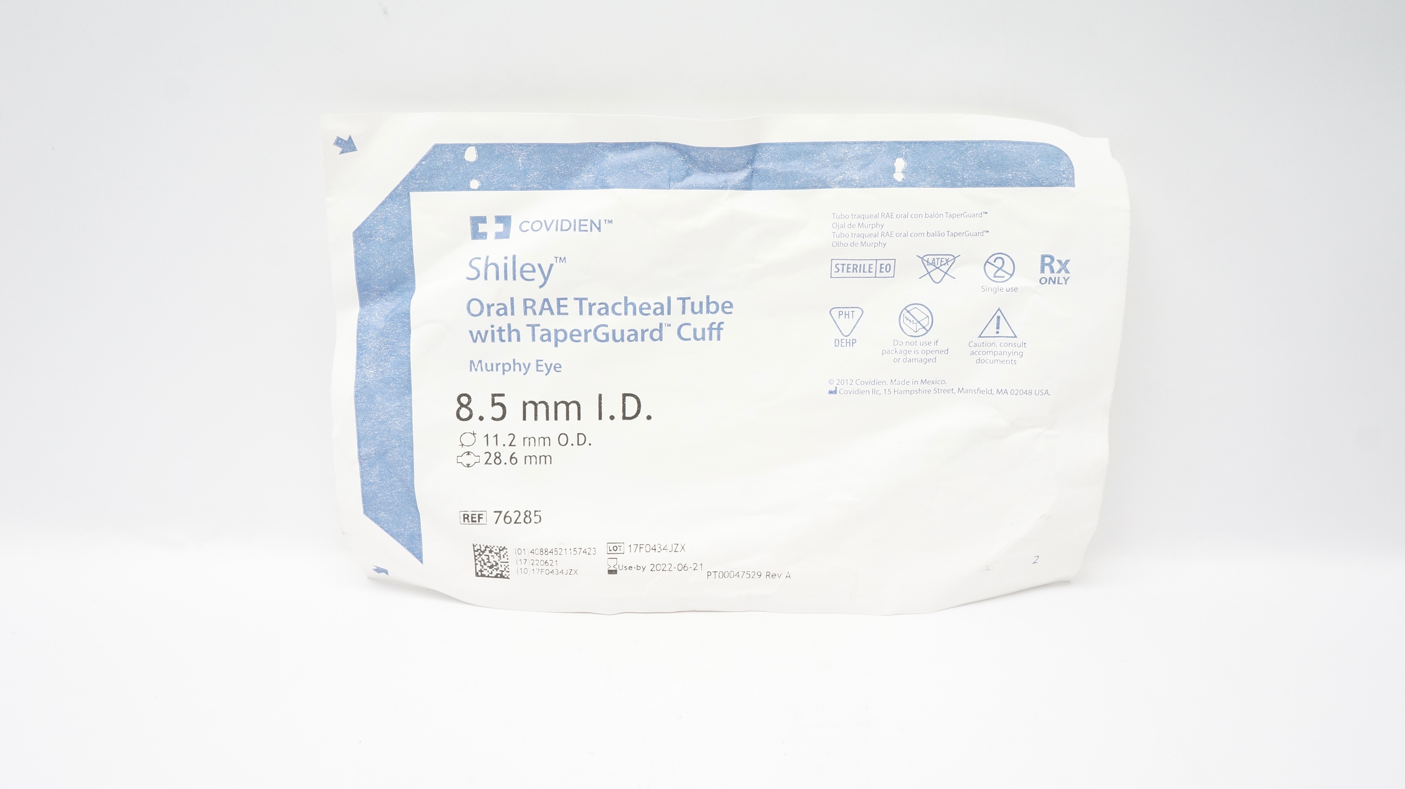 Covidien 76285 Shiley Oral RAE Tracheal Tube W/TaperGuard Cuff 8.5mm (x)