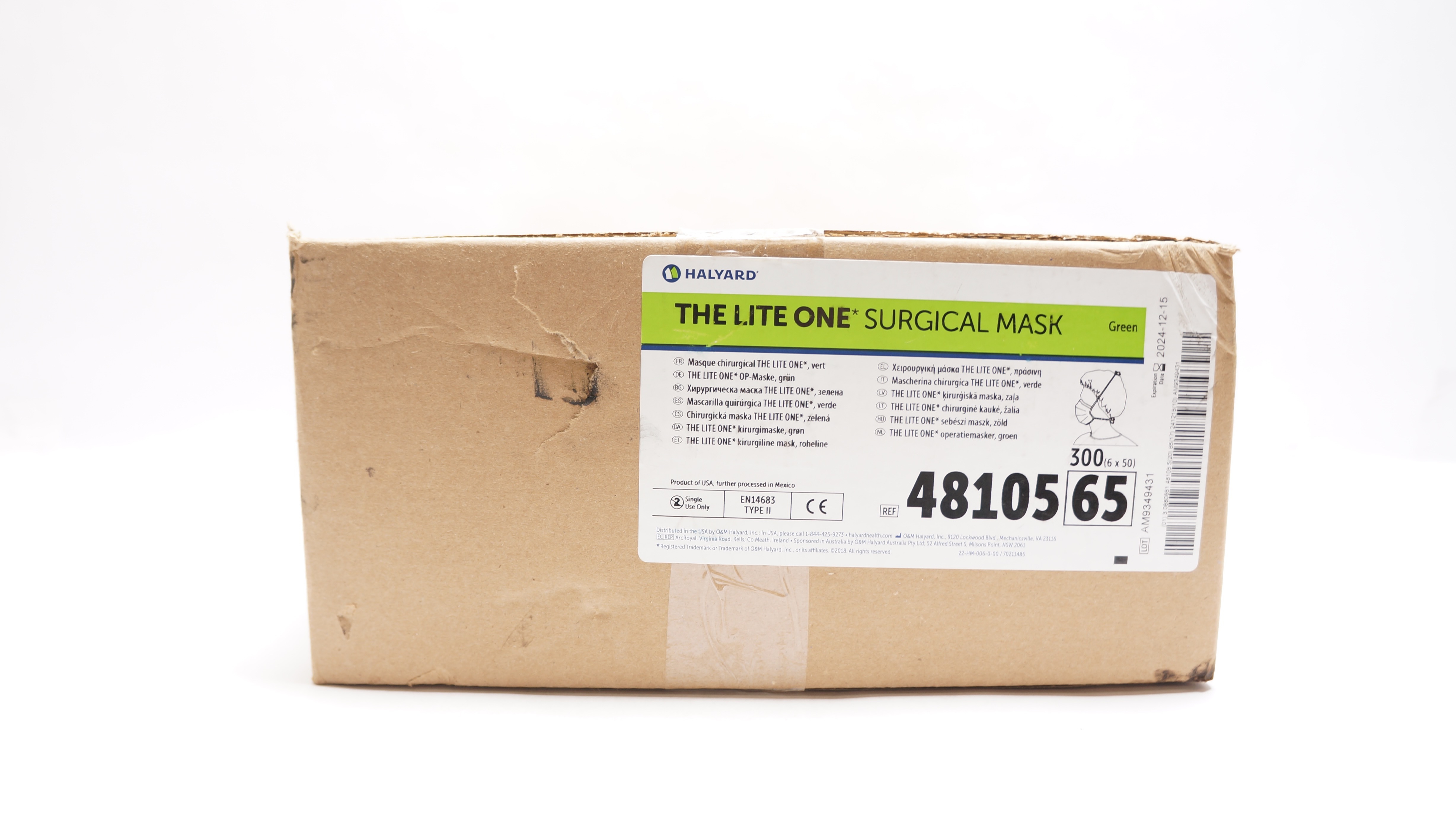 Halyard 4810565 The Lite One Surgical Mask - Case of 300