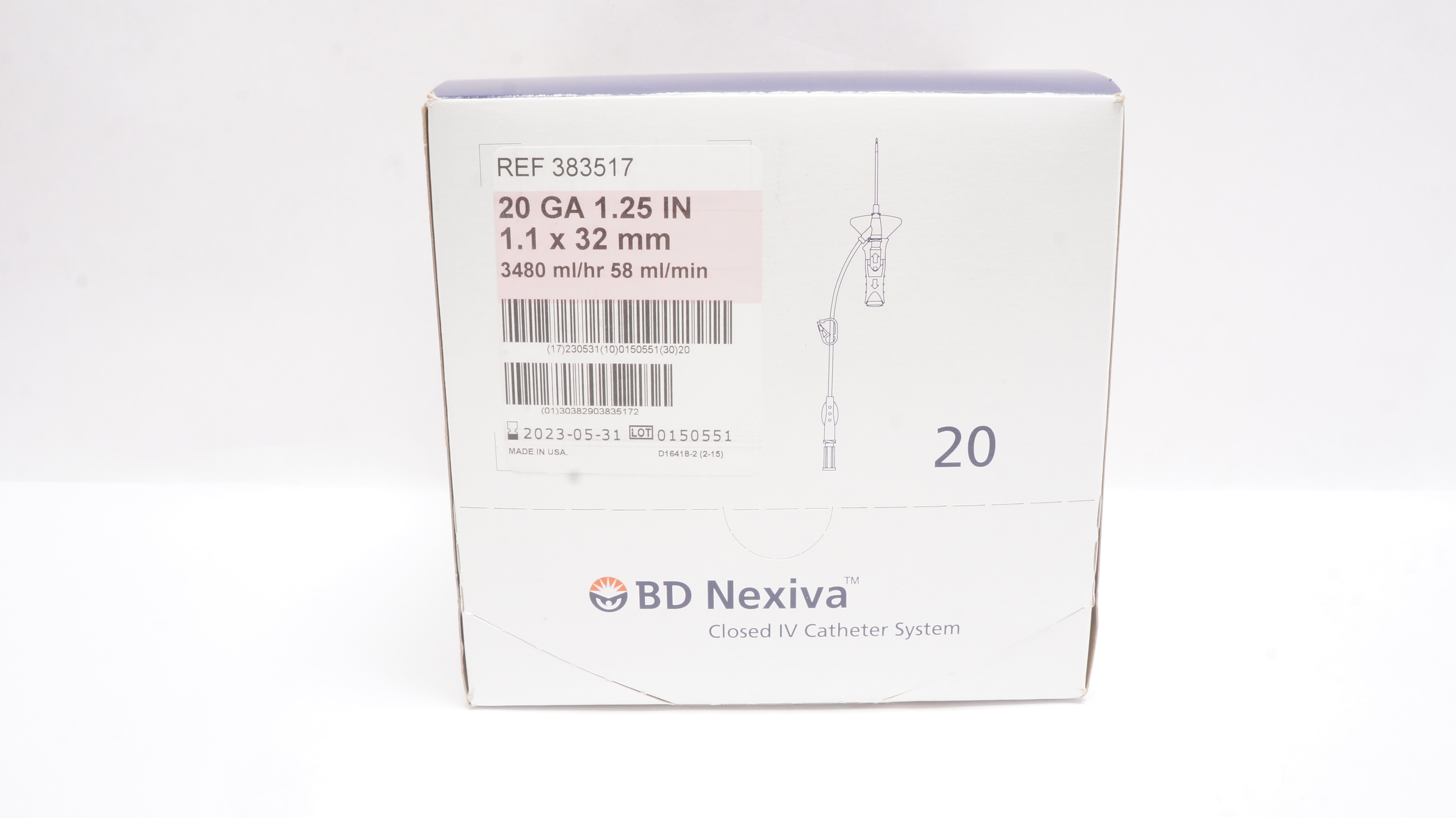 BD 383517 Nexiva Closed IV Cath. System 20GA 1.25Inch 1.1 x 32 mm- Box of 20 (x)