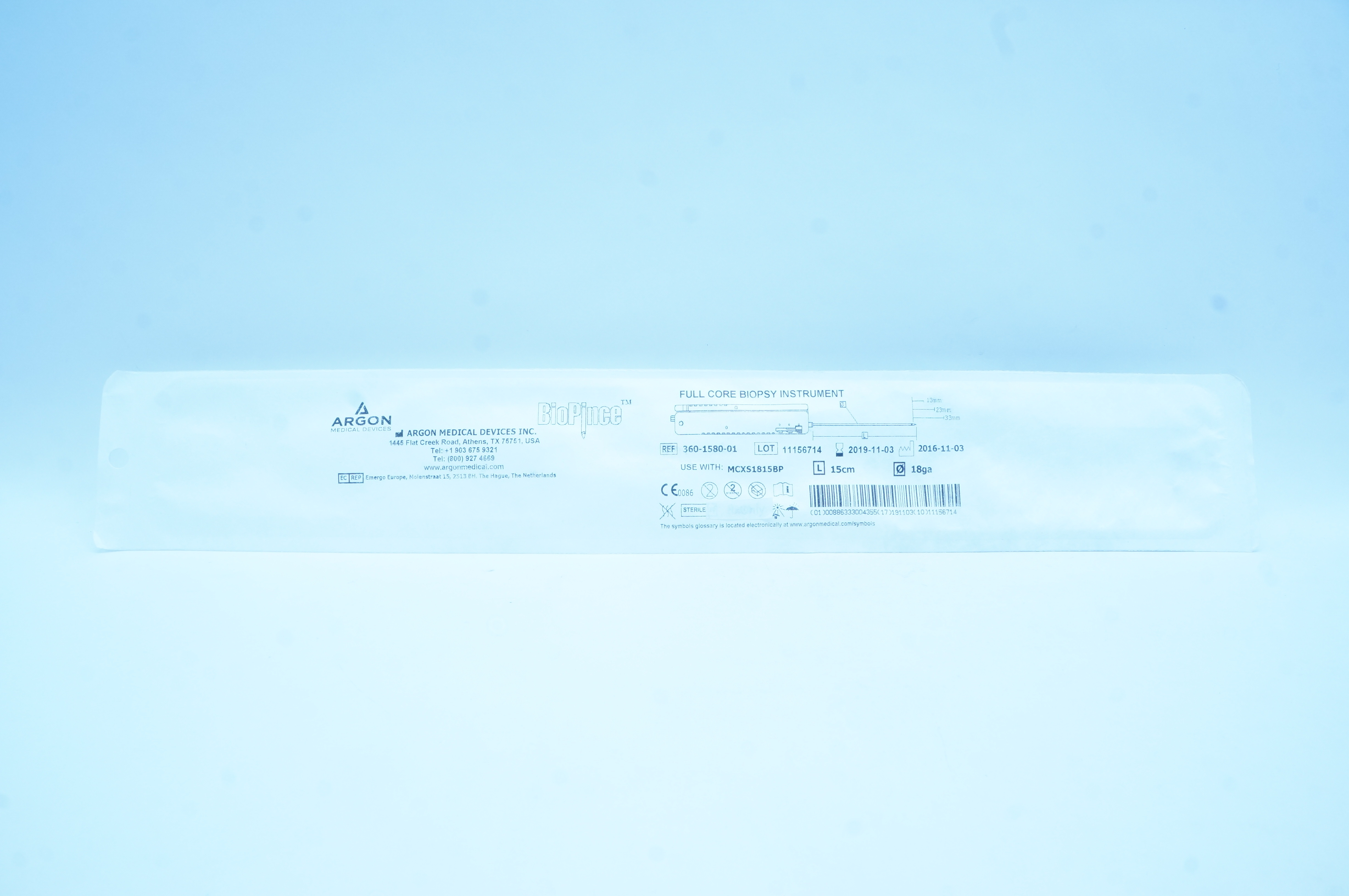 Argon 360-1580-01 BioPince Full Core Biopsy Instrument 15cm x 18ga (x)