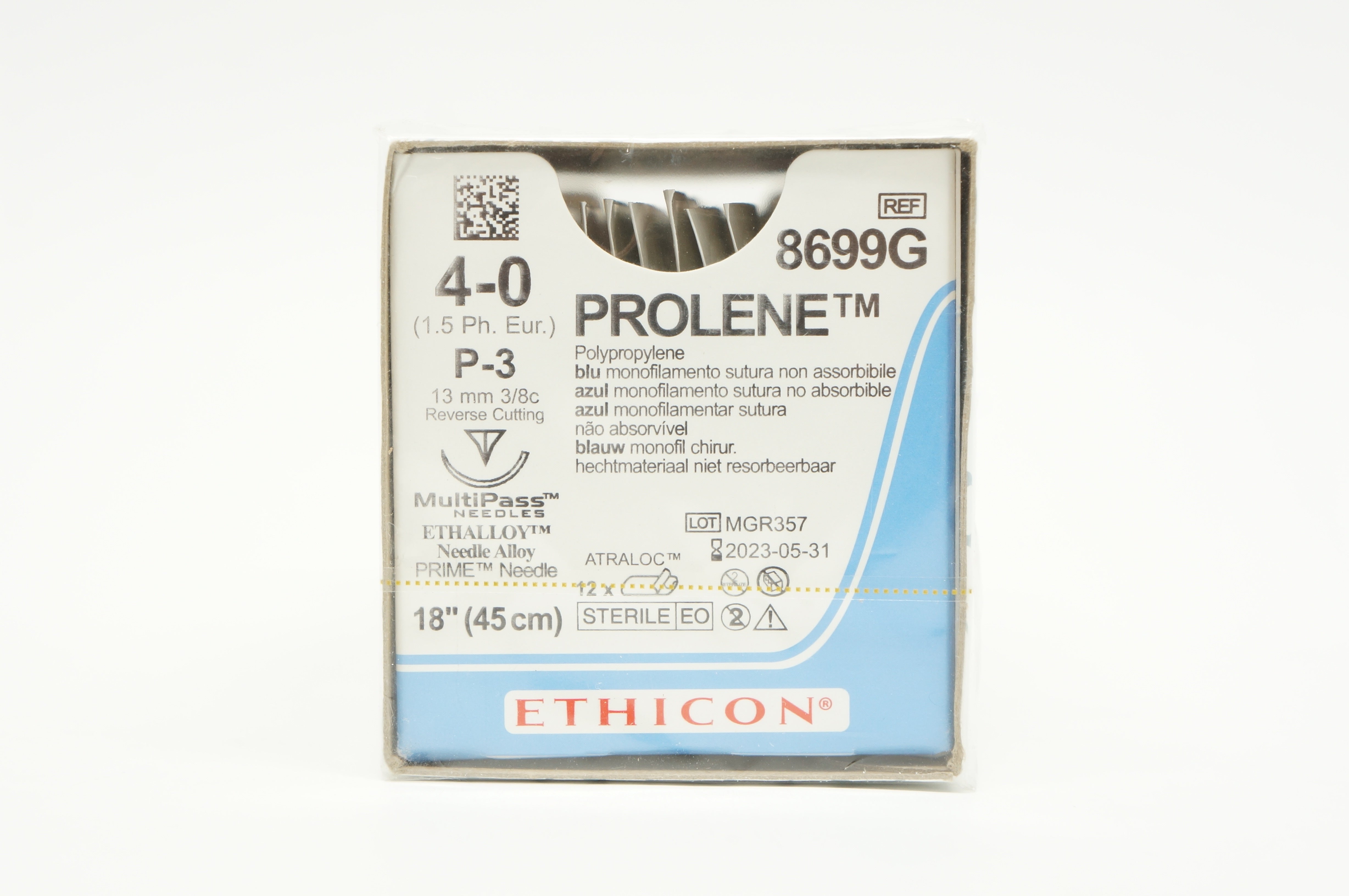 Ethicon 8699G 4-0 Prolene, P-3 13mm 3/8c 18inch - Box of 12
