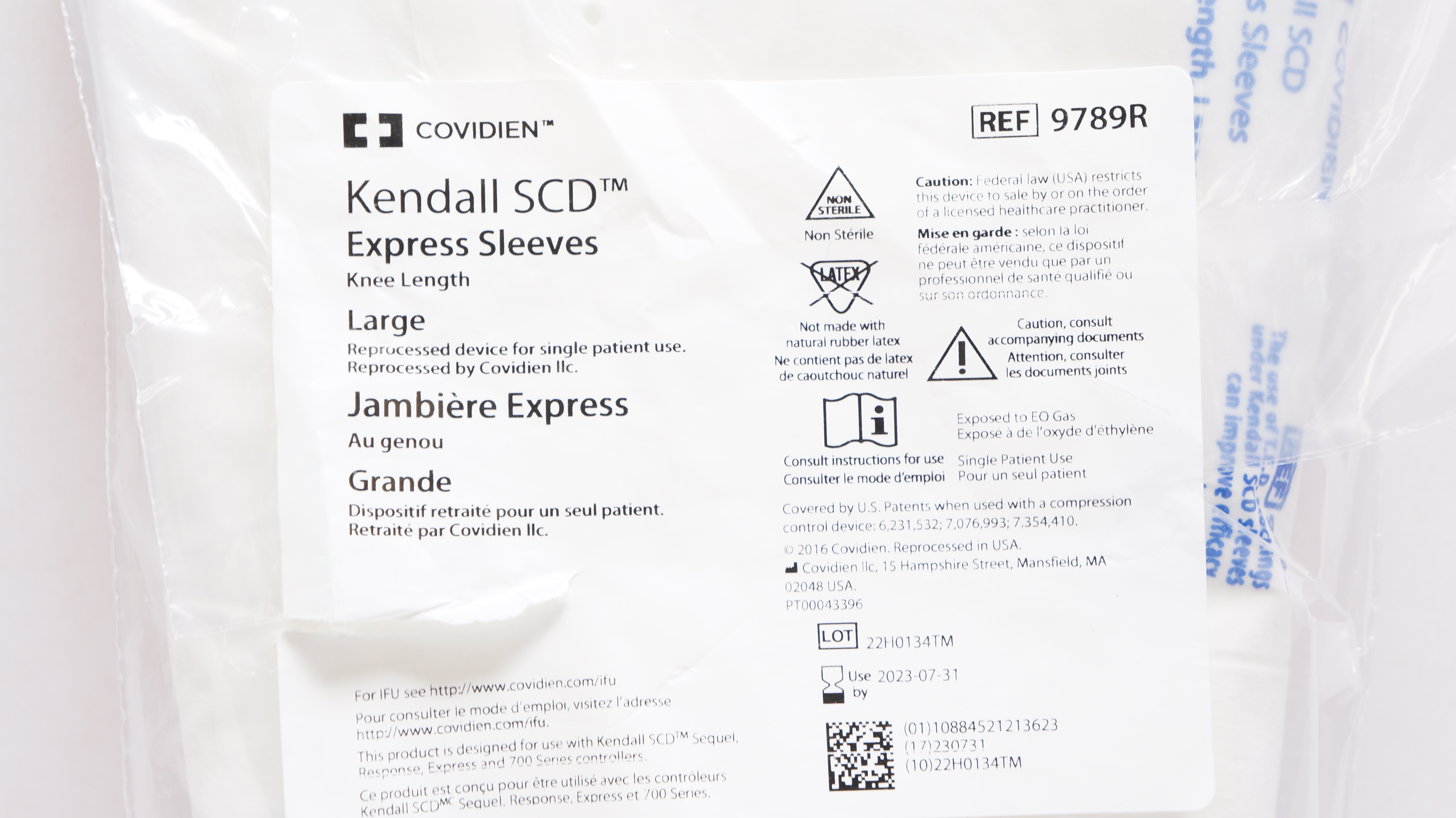 Covidien 9789R Kendall SCD Express Sleeves Knee Length Large (x)