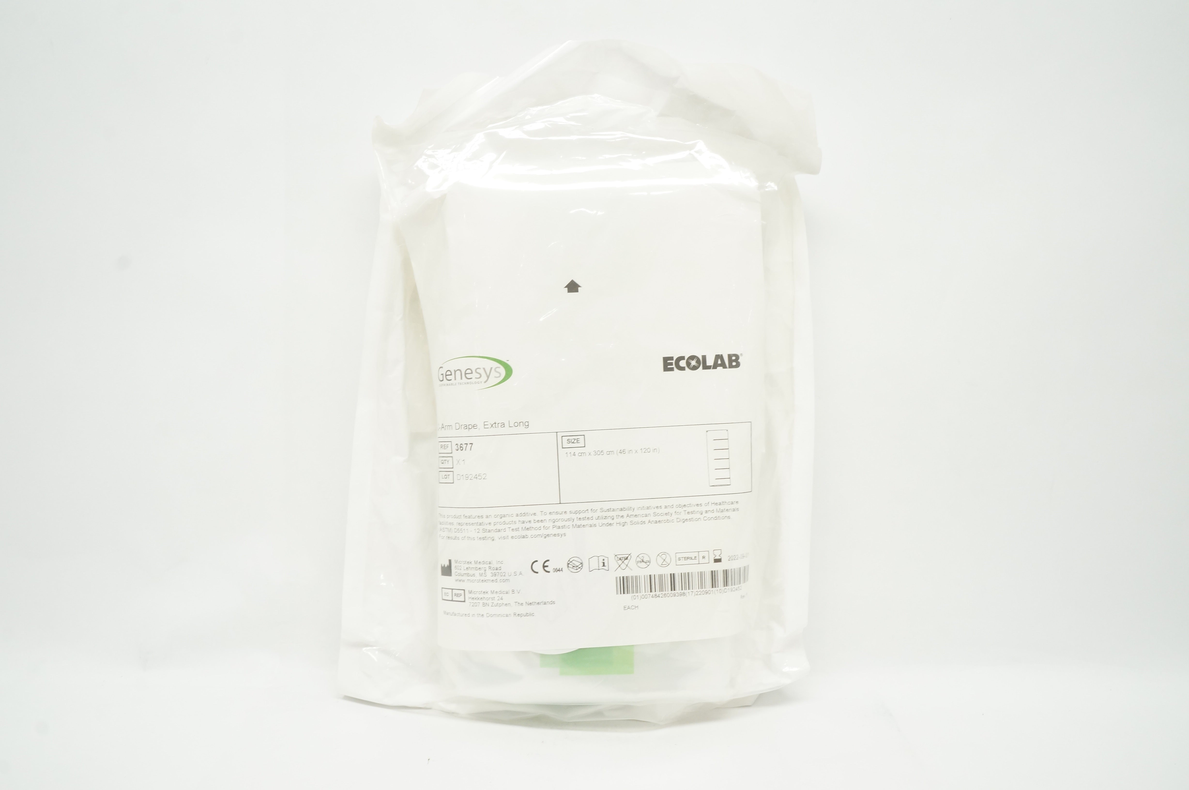 Microtek 3677 Ecolab Genesys C-Arm Drape, Extra Long 46 inch x 120 inch