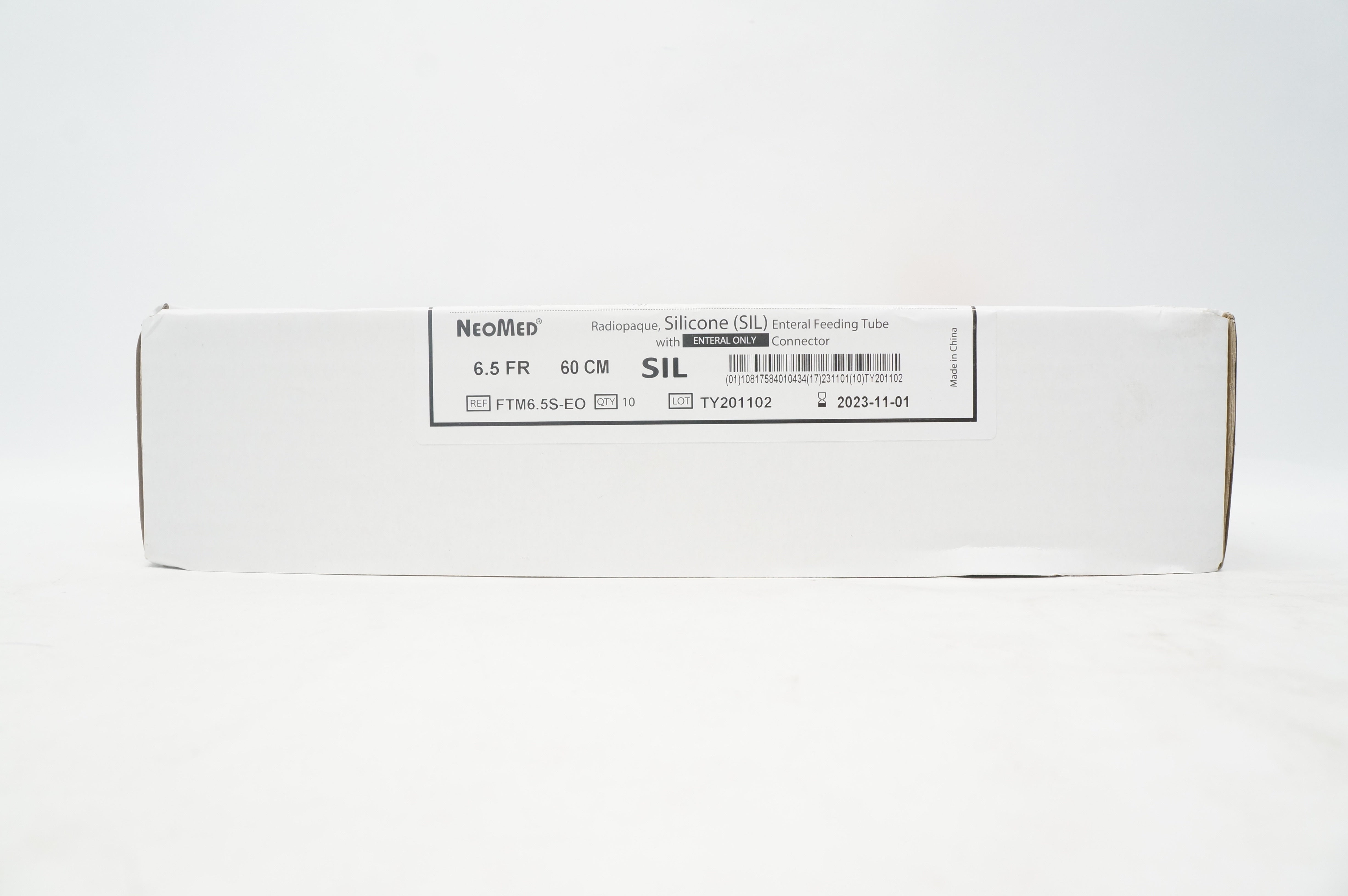 NeoMed FTM6.5S-EO Radiopaque SIL Enteral Feeding Tube 6.5.0Fr. x 60cm -Box of 10