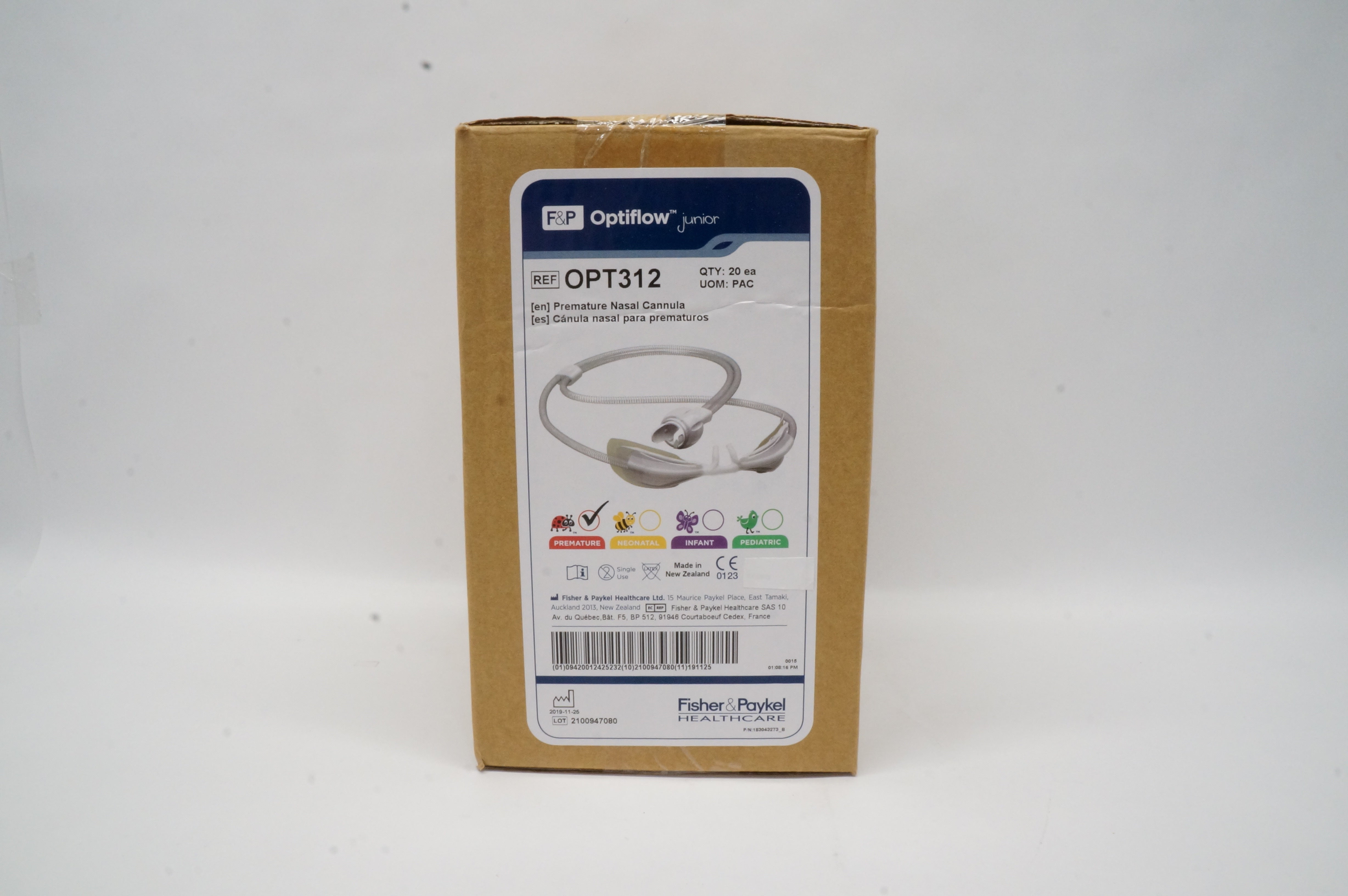 Fisher and Paykel OPT312 Optiflow Premature Nasal Cannula, Junior (x) -Box of 20