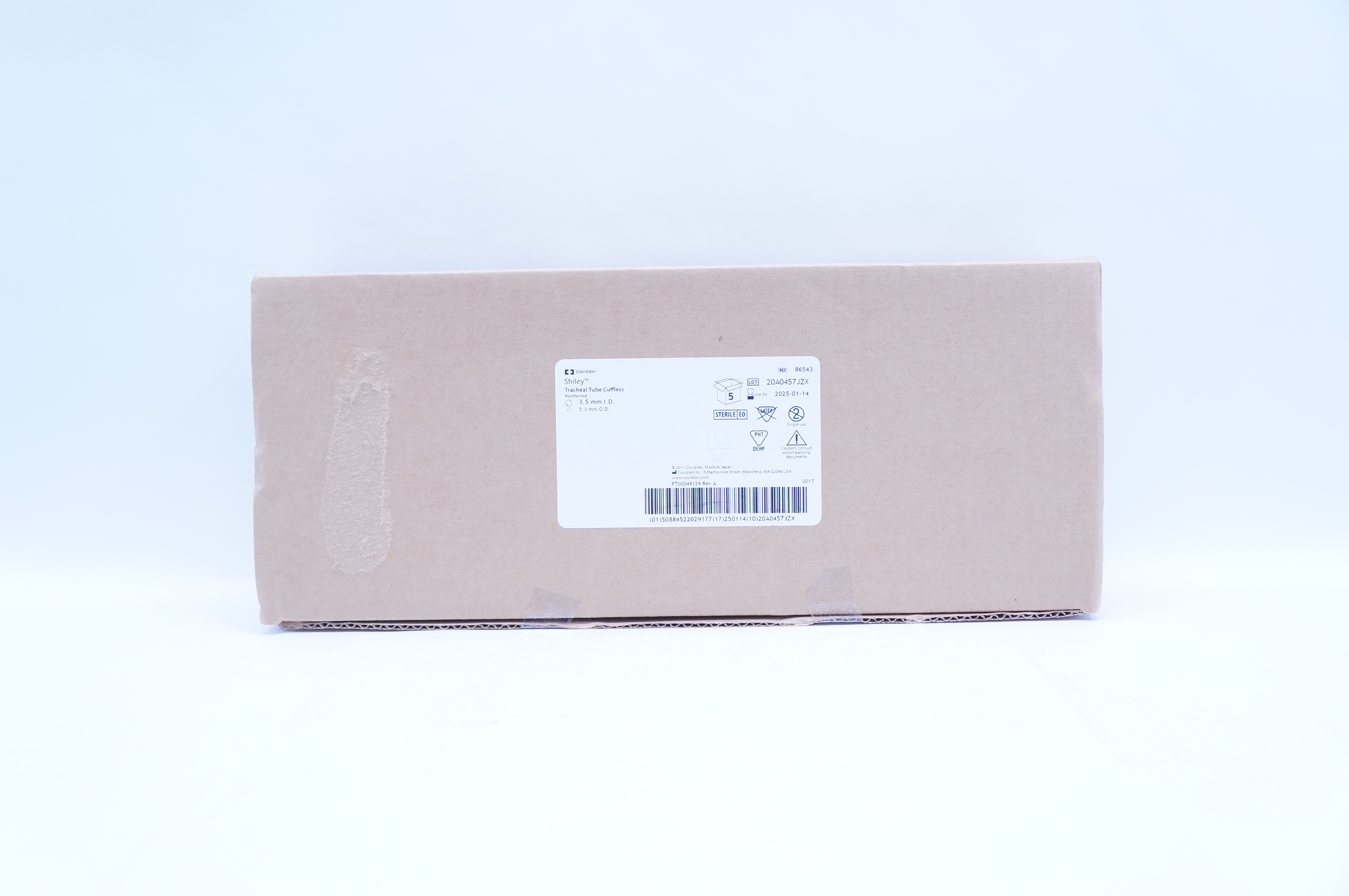 Covidien 86543 Shiley Tracheal Tube Cuffless 3.5 mm ID x 5.3 mm OD - Box of 5