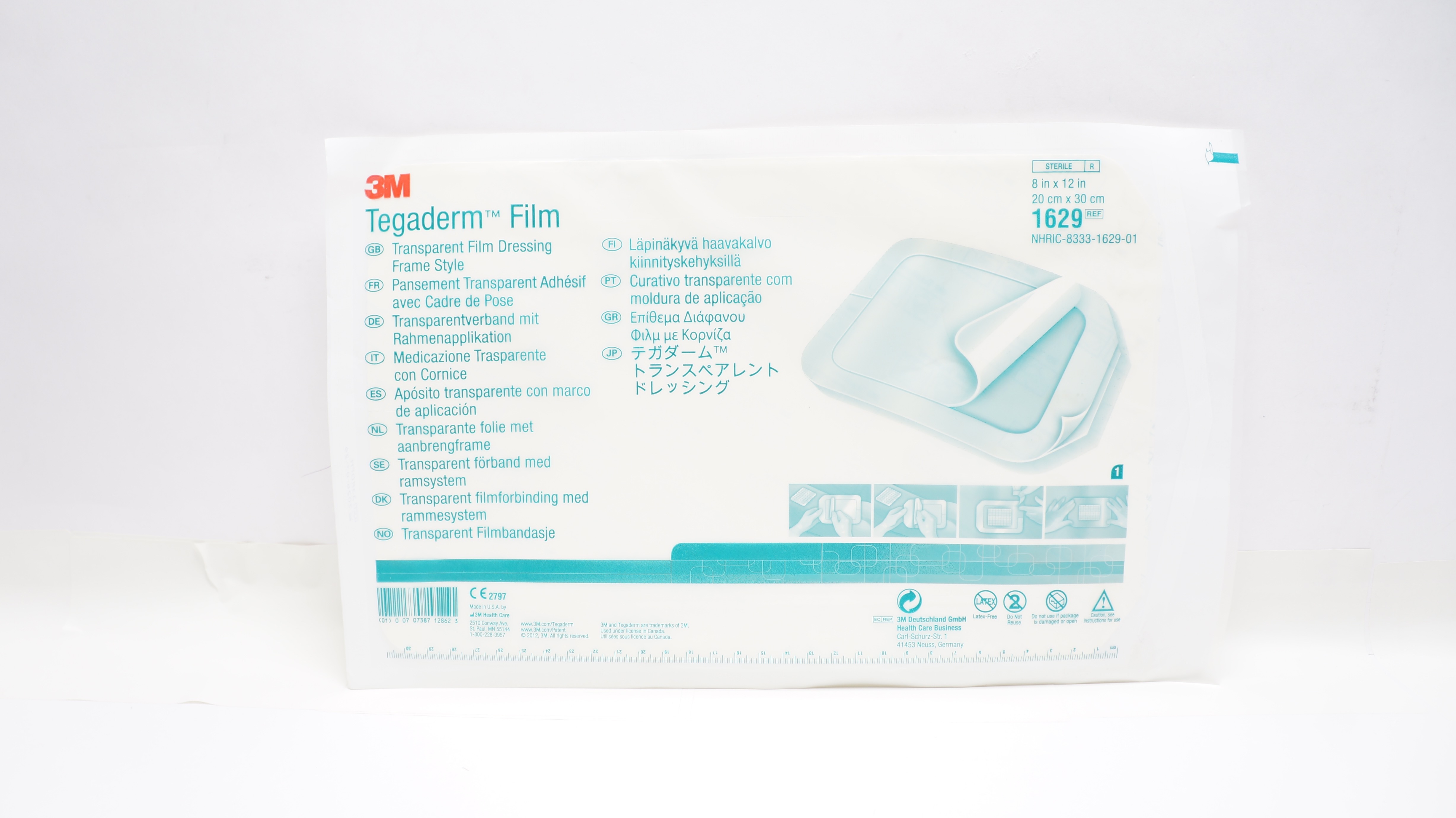 3M 1629 Tegaderm Transparent Film Dressing Frame Style 8inch x 12inch