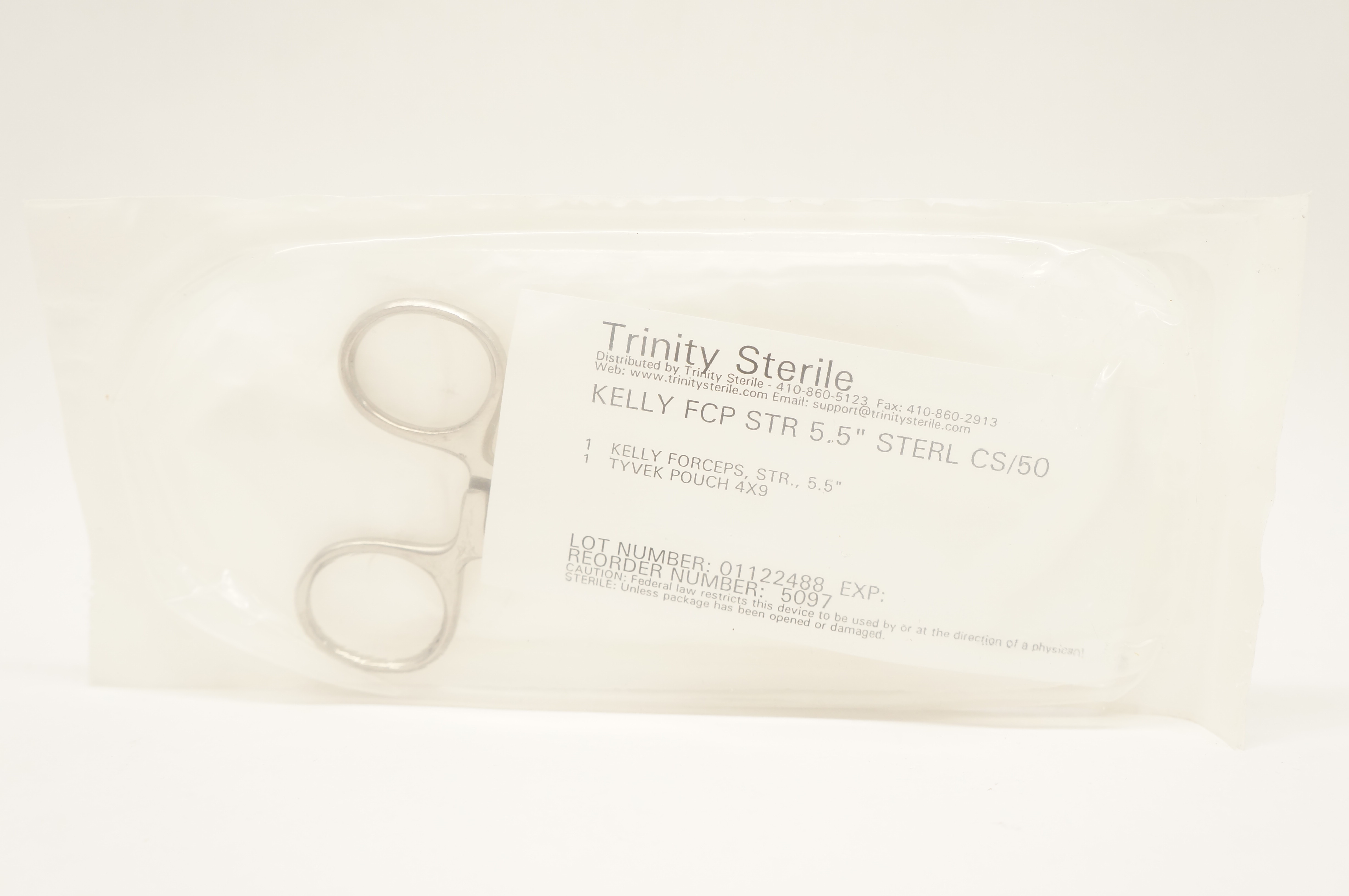 Trinity Sterile 5097 Kelly Forceps STR. 5.5 inch Sterile CS/50