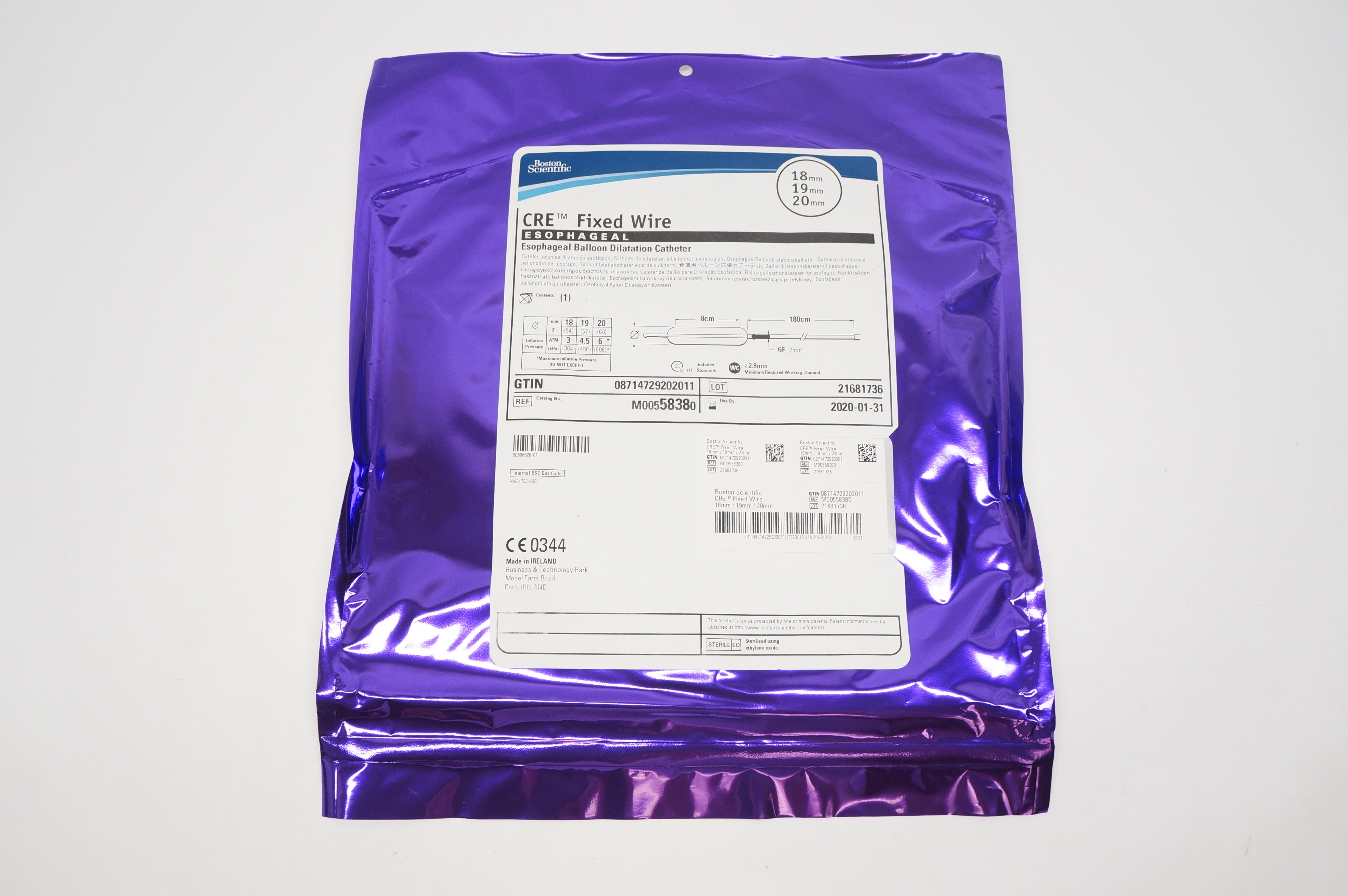 Boston Scientific M00558380 CRE Fixed Wire Balloon Dilatation Cath 18 19 20mm(x)