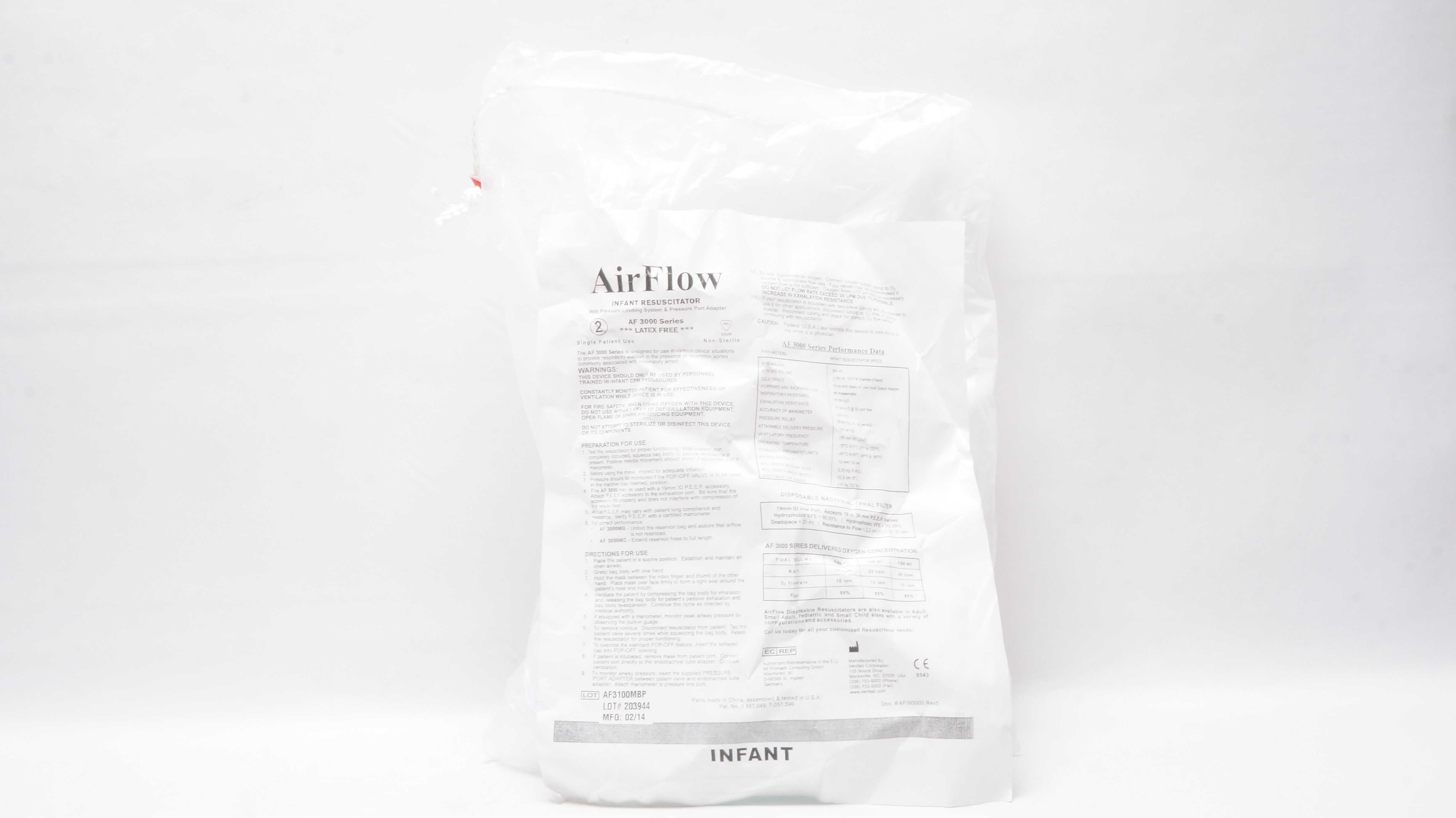 Ventlab AF3100MBP AirFlow Infant Resuscitator AF 3000 Series