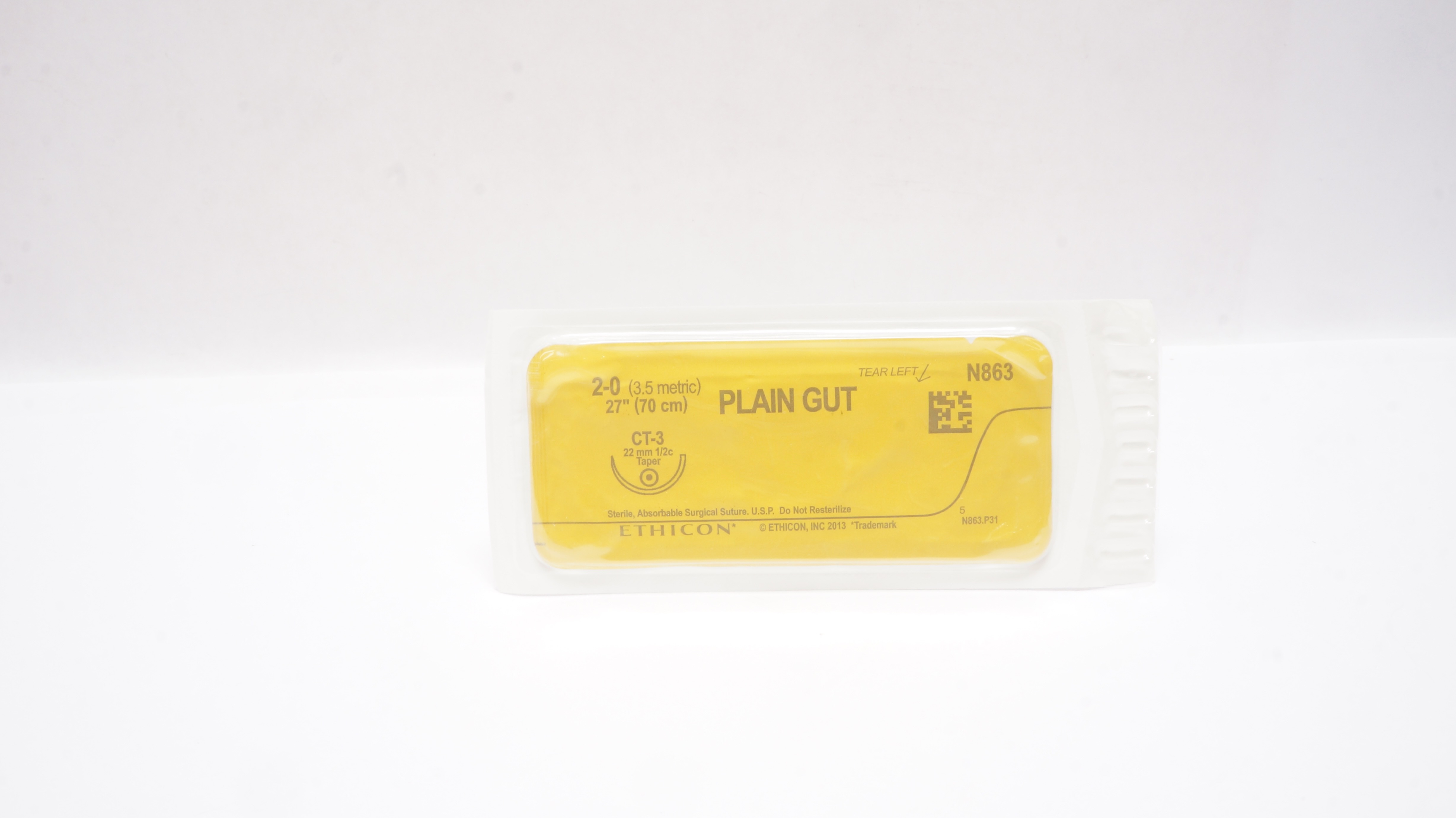 Ethicon N863 2-0 PLAIN GUT, FN-2,  22mm 1/2c,  27inch