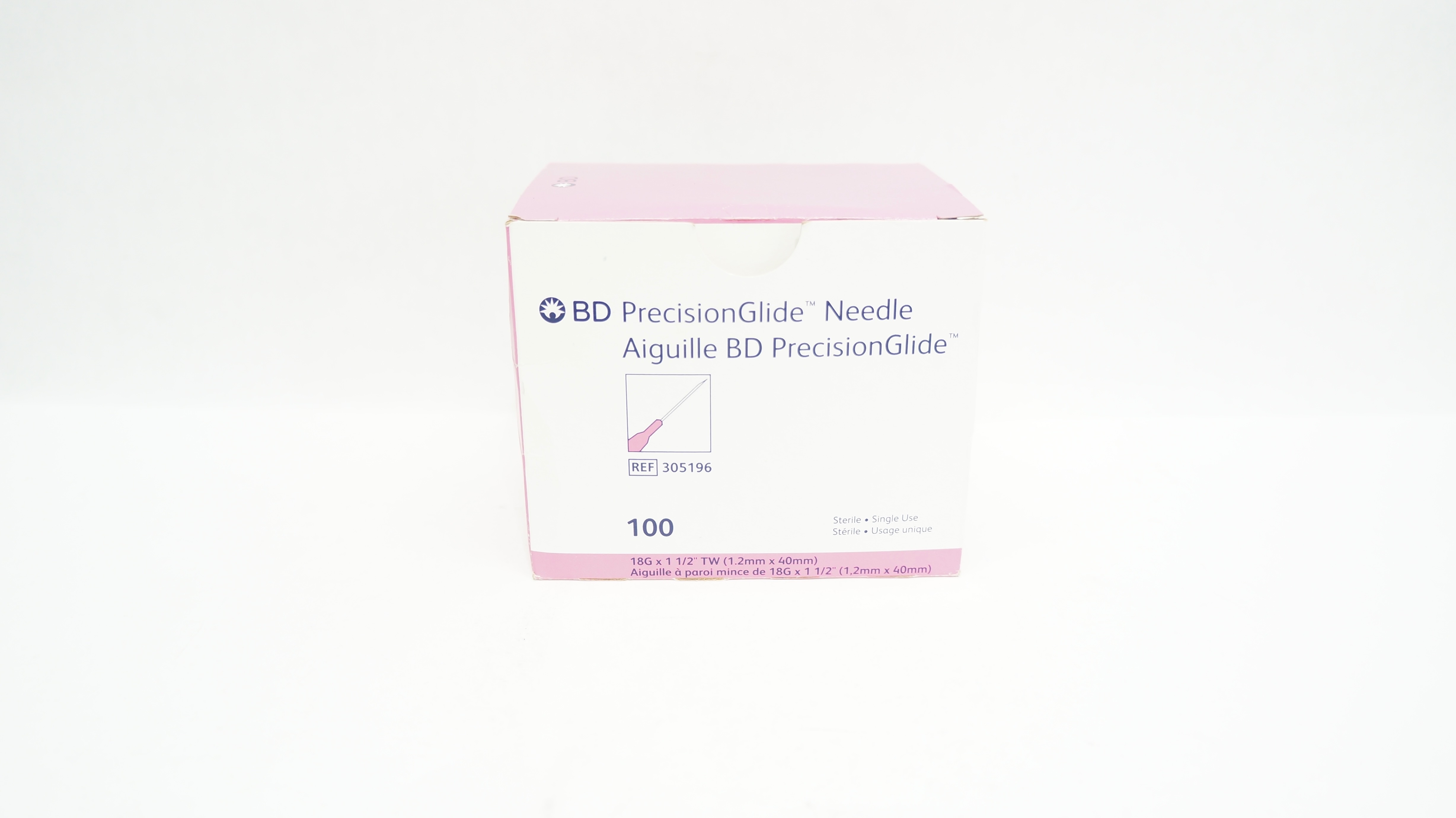 BD 305196 PrecisionGlide Ndle 18G x 1-1/2 inch - Box of 100
