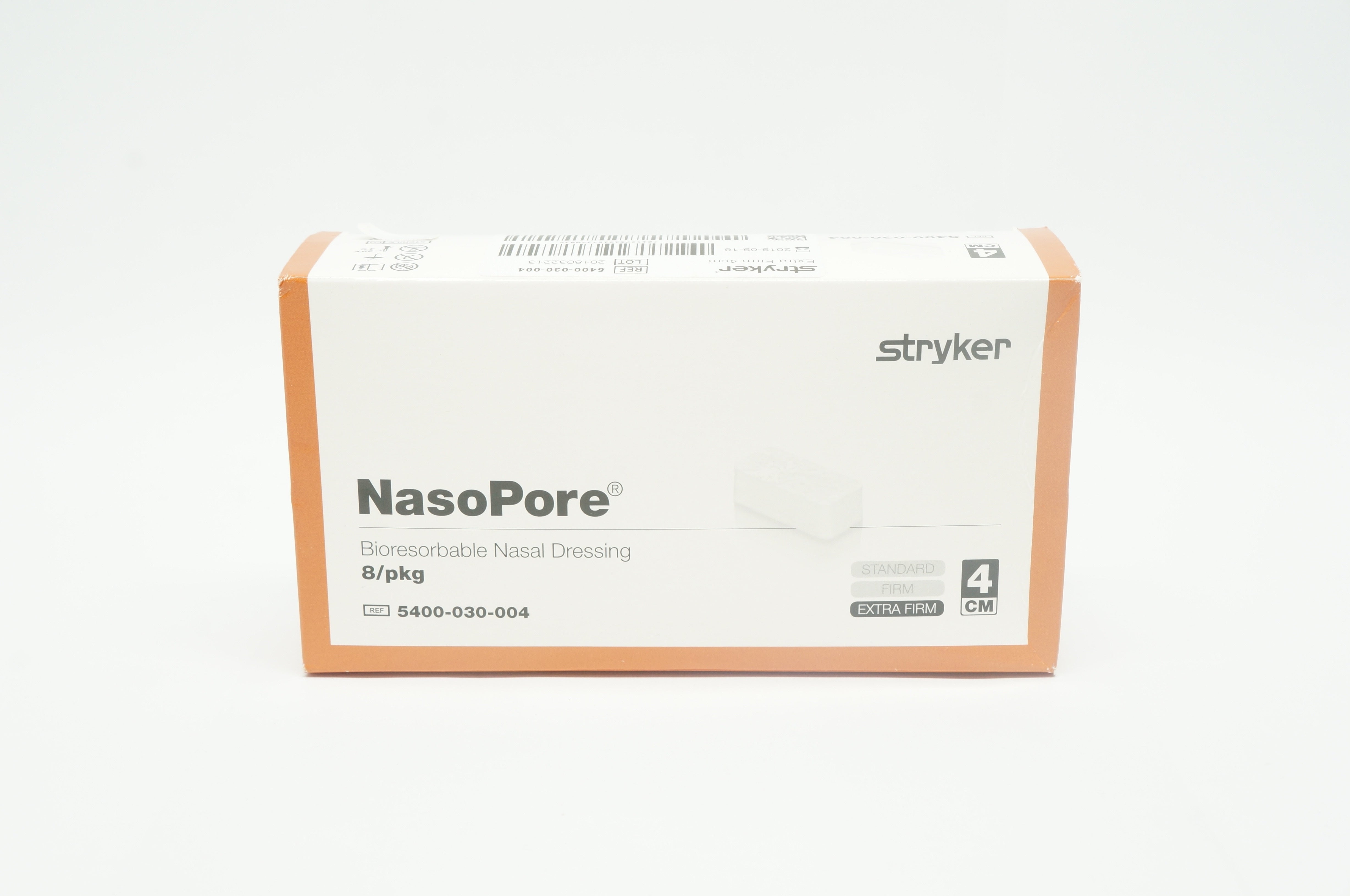 Stryker 5400-030-004 NasoPore Nasal Dressing, Extra Firm 4cm (x) - Box of 8