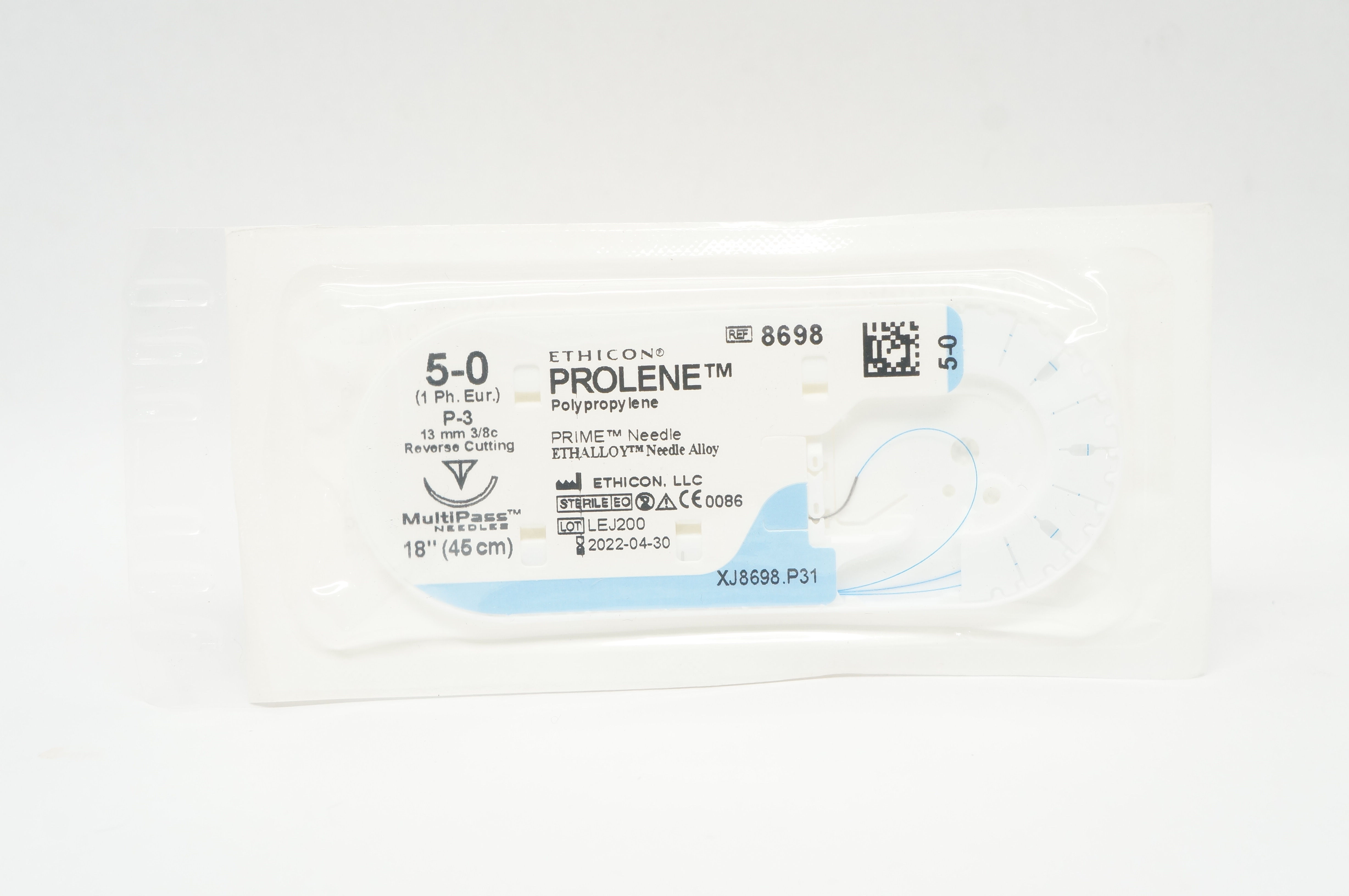 Ethicon 8698 5-0 PROLENE Stre P-3 13mm 3/8c Reverse Cutting 18inch (x)