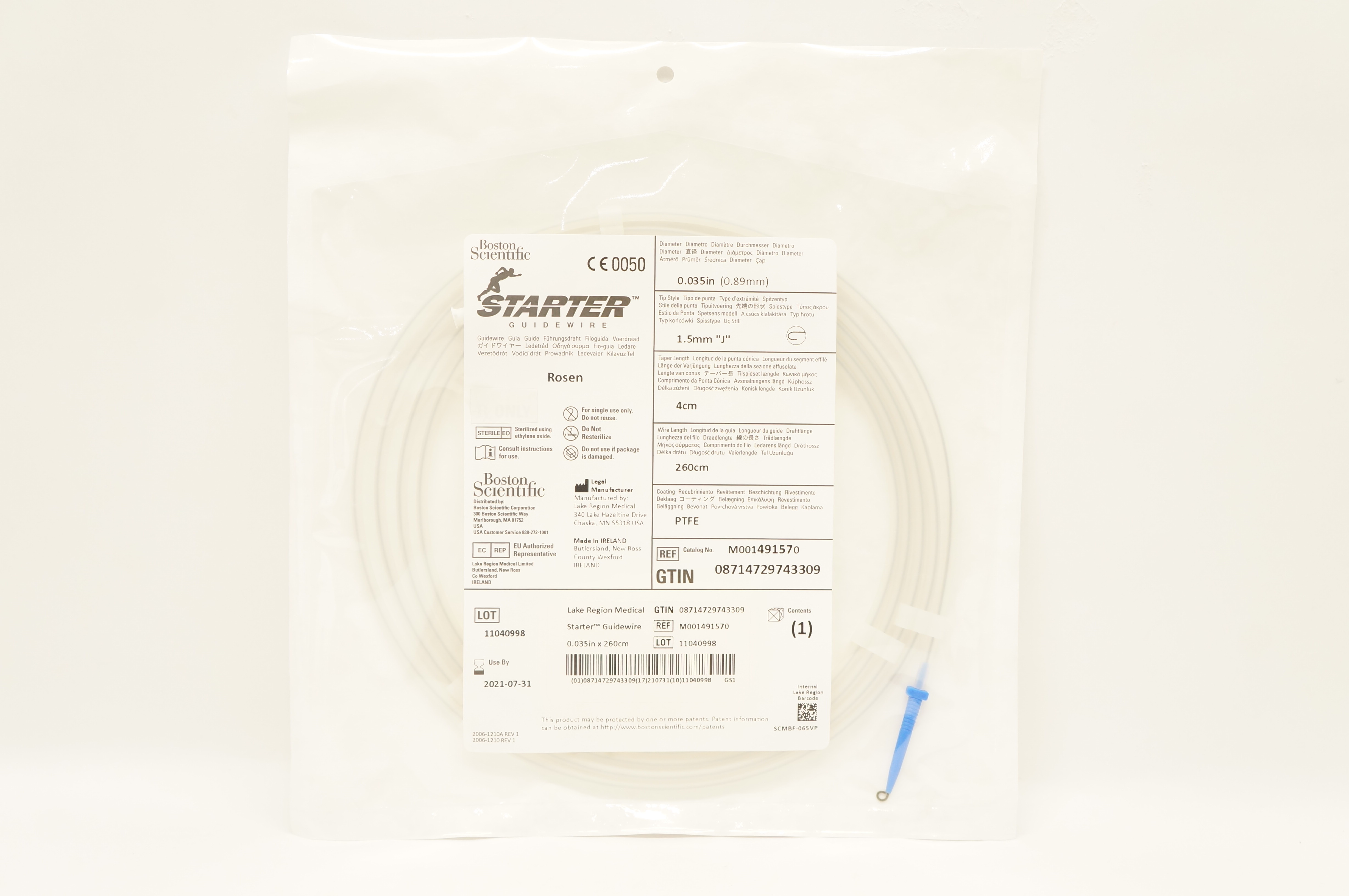 Boston Scientific M001491570 Starter Guidewire Rosen 0.035in. x 260cm (x)