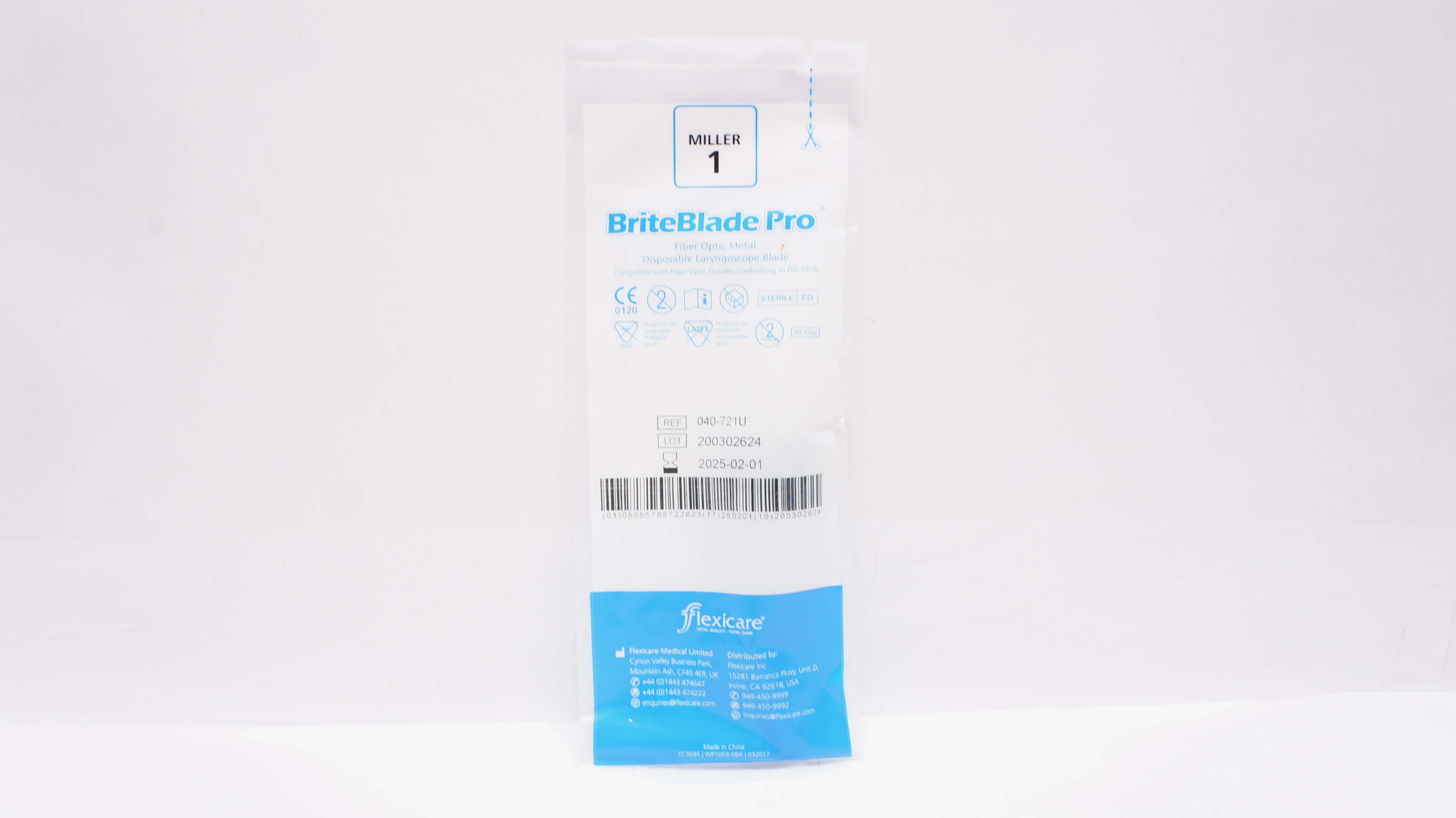 Flexicare 040-721U BriteBlade Pro Fiber Optic Metal Miller 1