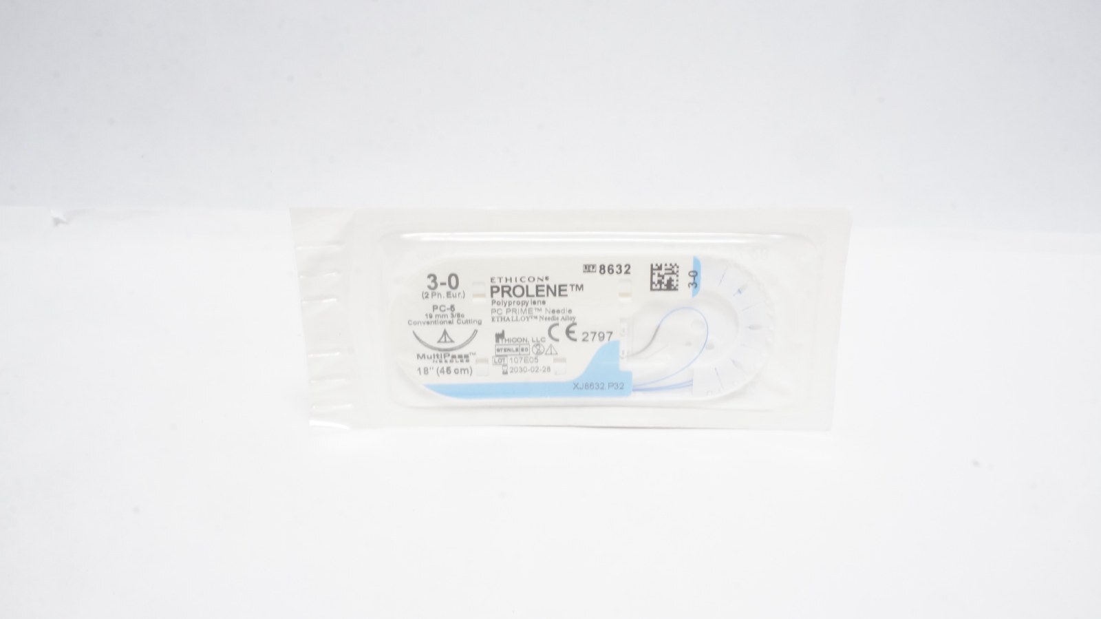 Ethicon 8632 PROLENE 3-0 Polypropylene Suture 18" Blue
