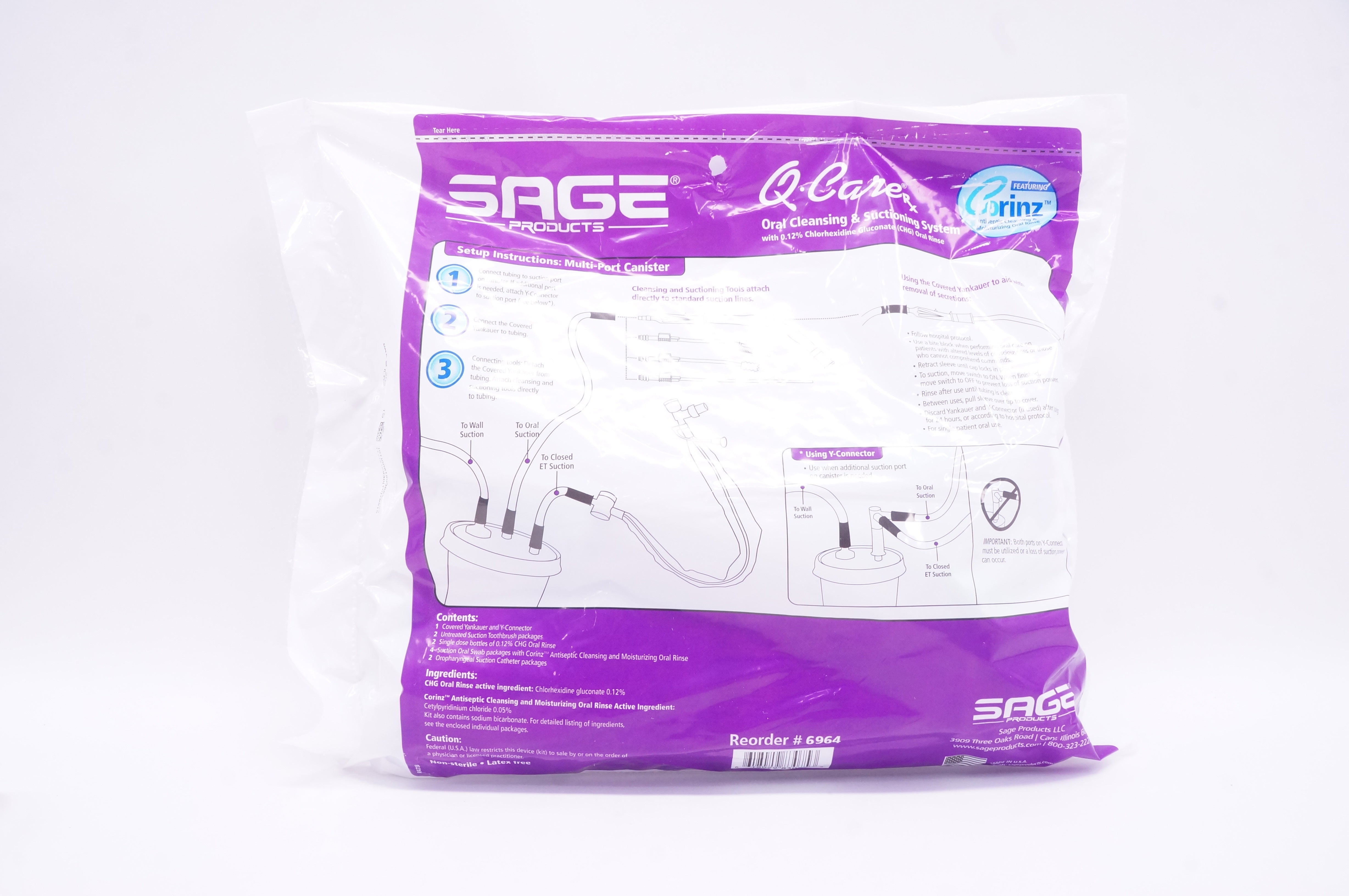 Sage Products 6964 Q Care RX Oral Cleansing and Suctioning System