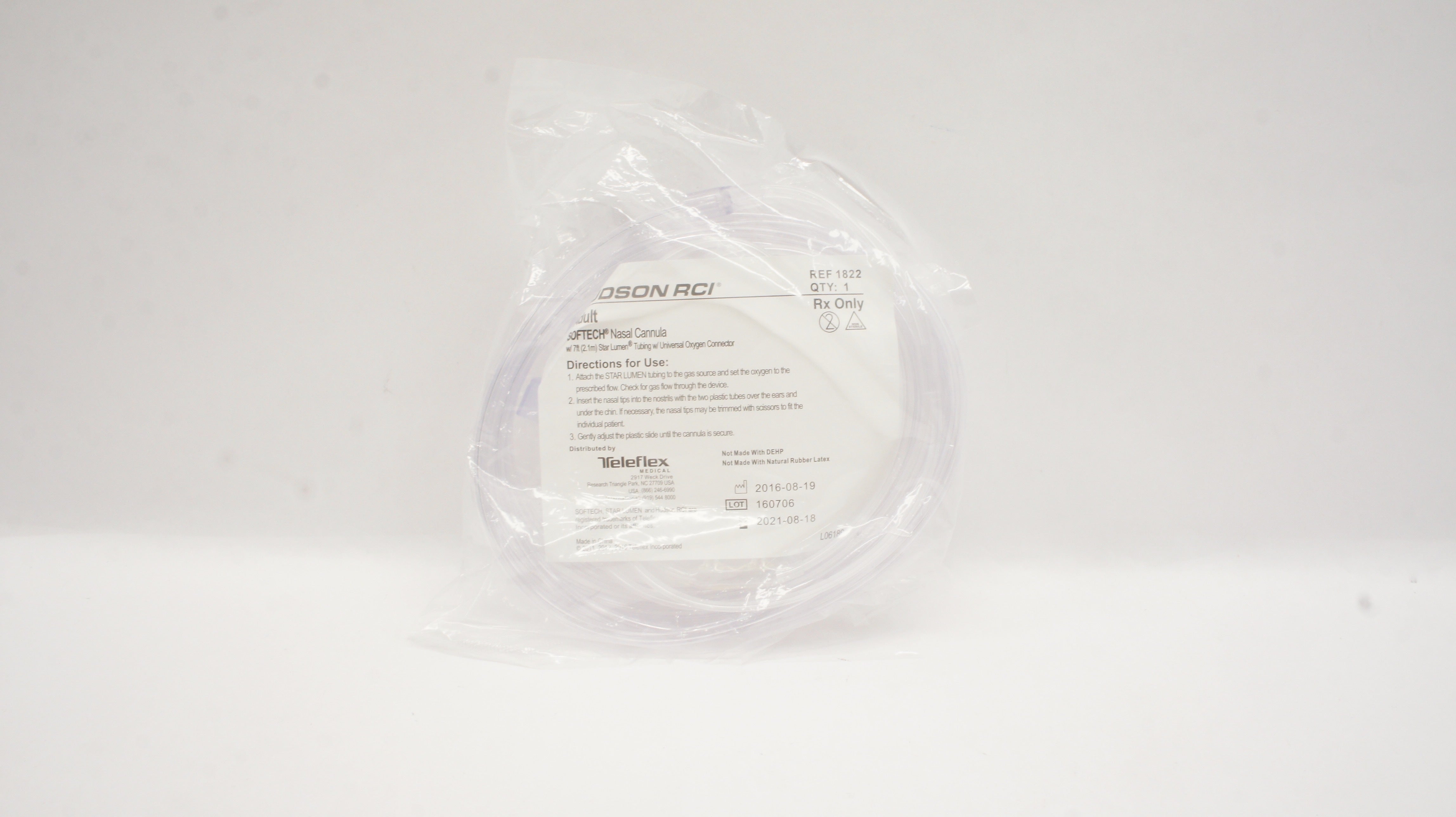 Teleflex 1822 Hudson RCI Adult Softech Nasal Cannula w/7ft. Tubing (x)