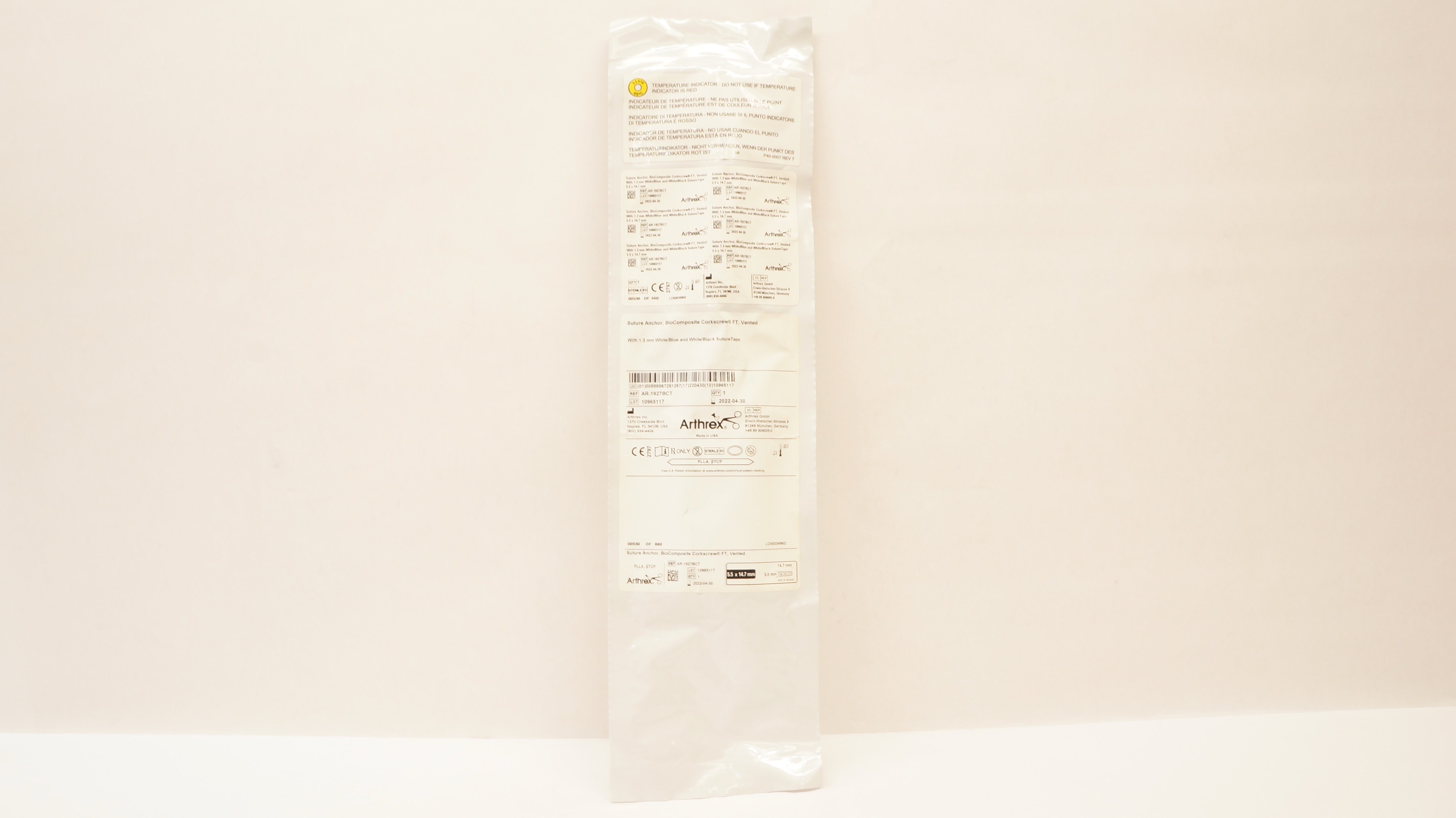 Arthrex AR-1927BCT Stre Anchor Corkscrew FT 5.5inch x 14.7mm (x)