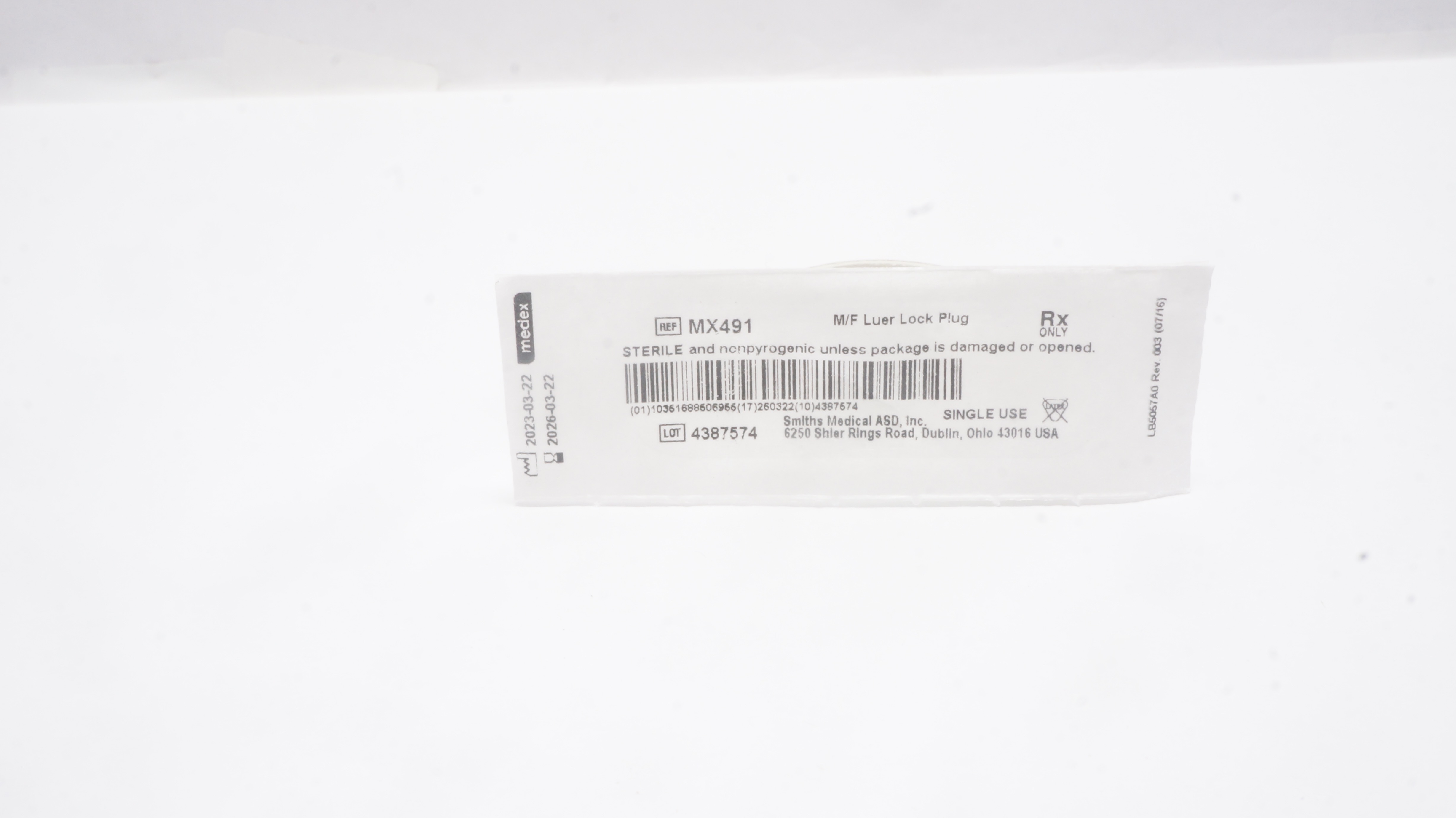 Smiths Medical MX491 Medex M/F Luer Lock Plug