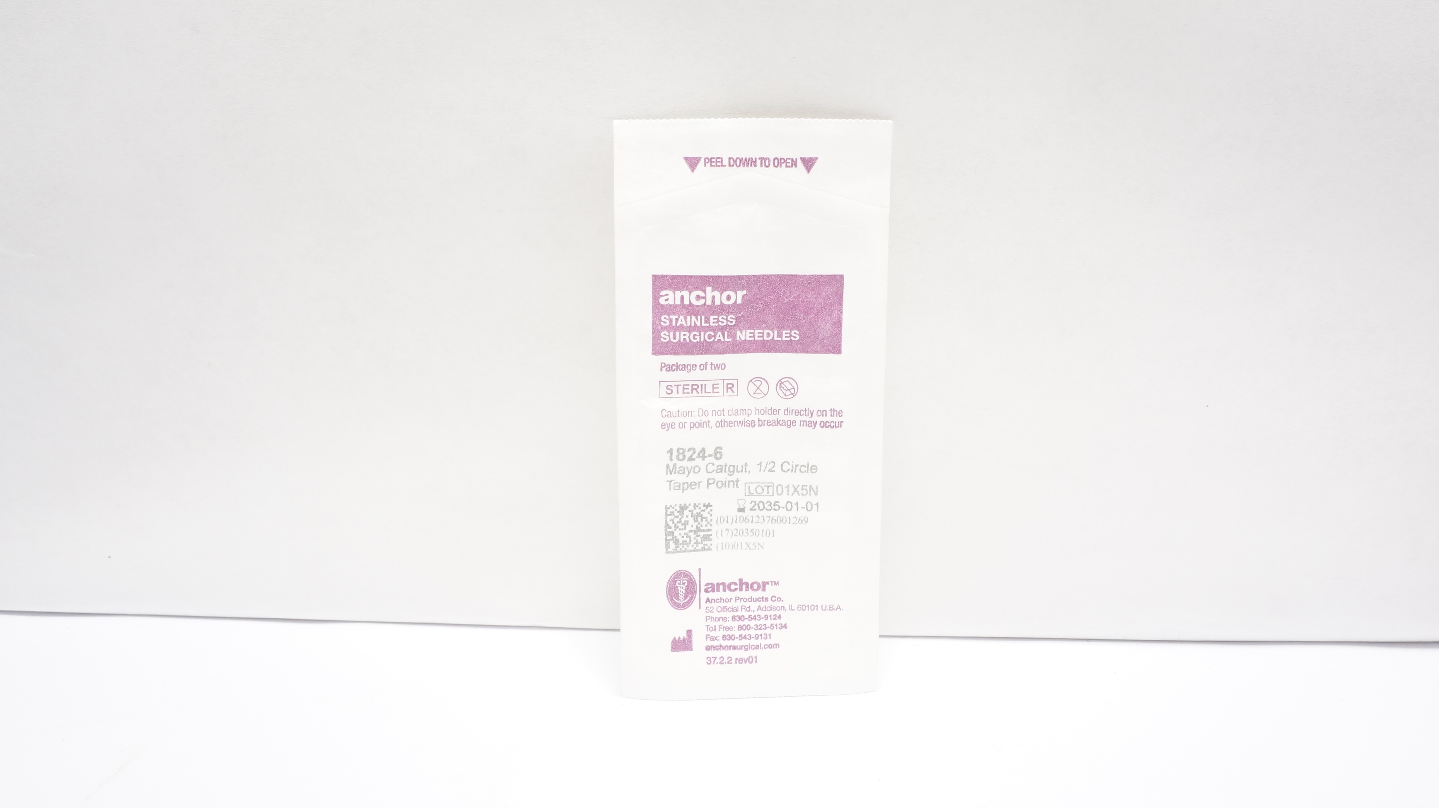 Anchor 1824-6 Stainless Surgical Ndles, Mayo Catgut, 1/2 Circle Taper -Pack of 2