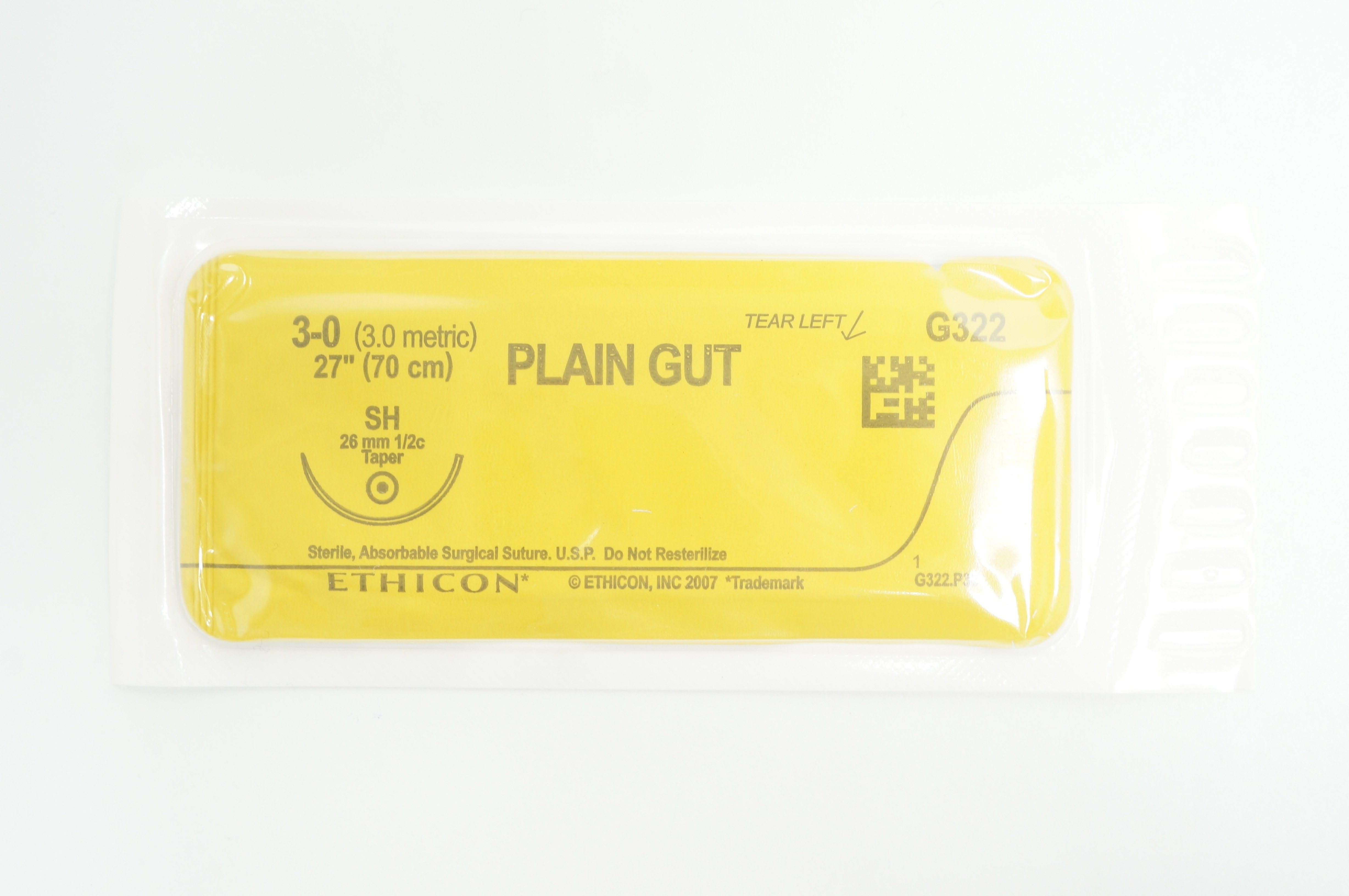 Ethicon G322 3-0 PLAIN GUT SH 26mm 1/2c Taper 27inch