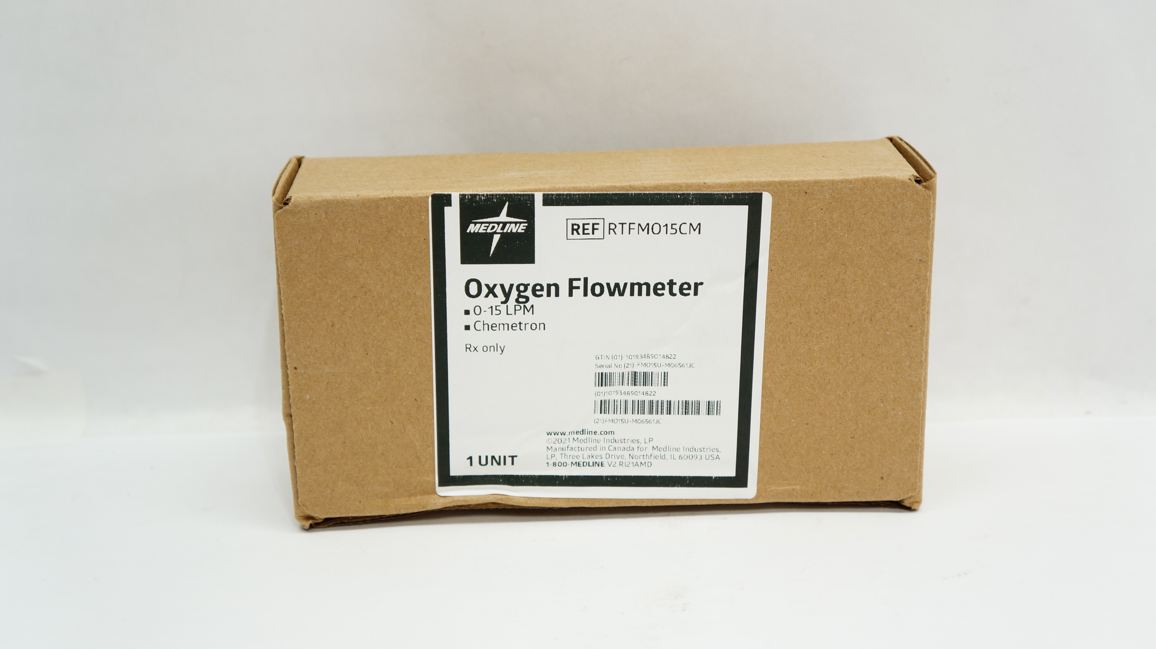 Medline RTFMO15CM Air and Oxygen Flowmeter