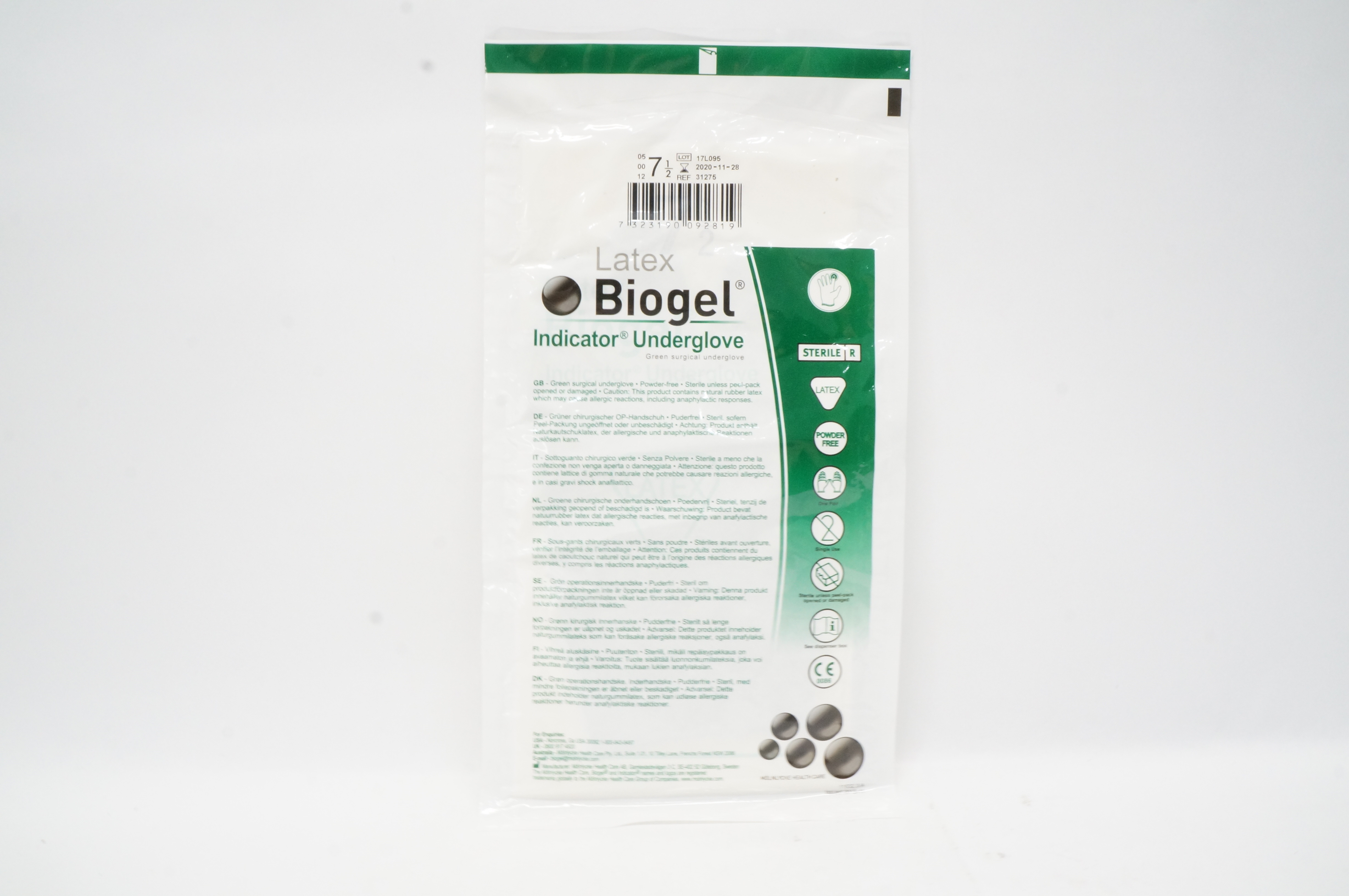 Molnlycke Healthcare 31275 Biogel Indicator Underglove Synthetic Gloves 7 1/2(x)