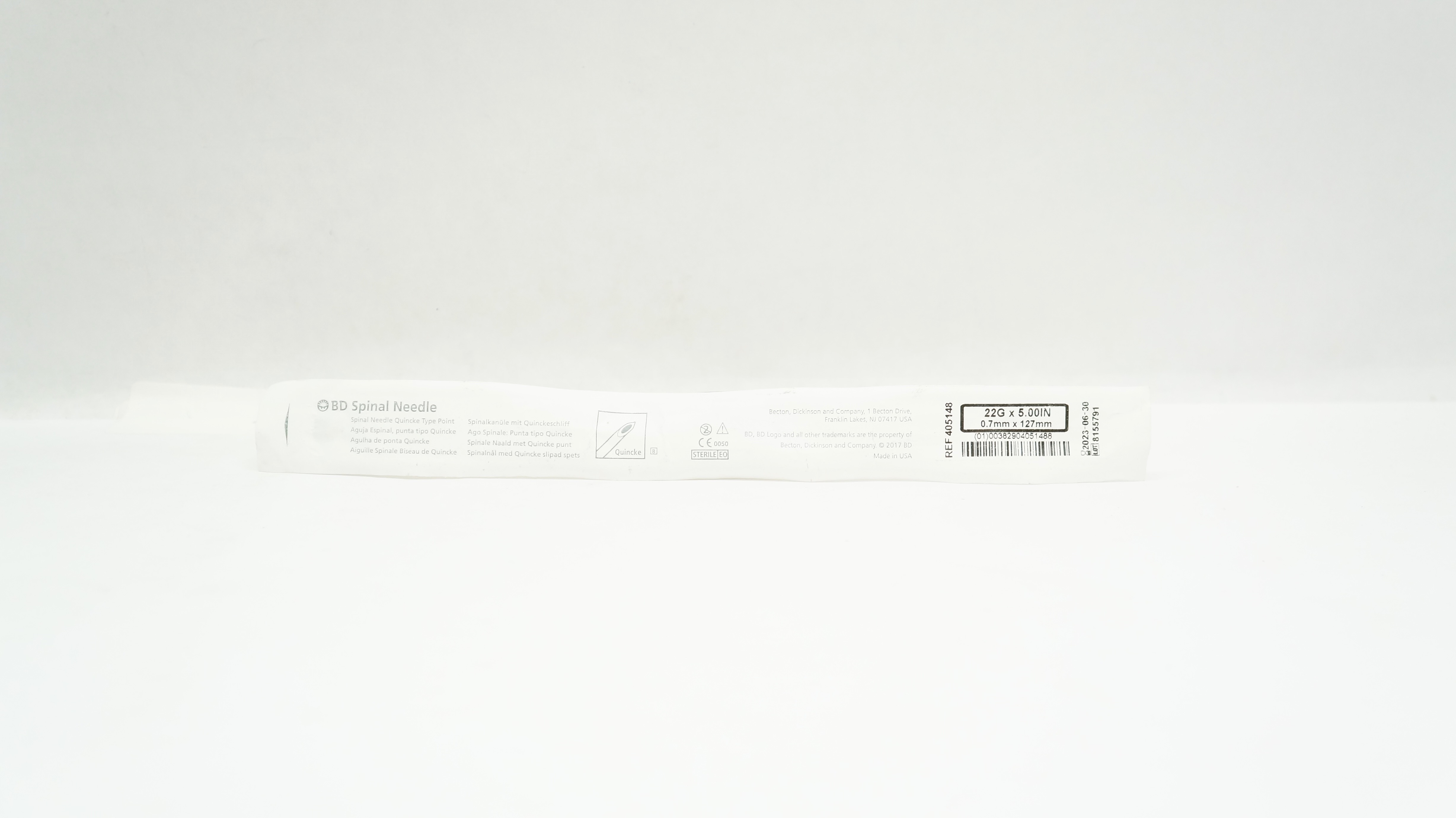 BD 405148 Spinal Ndle, Quincke Type Point 22 GA. x 5.00 inch (x)