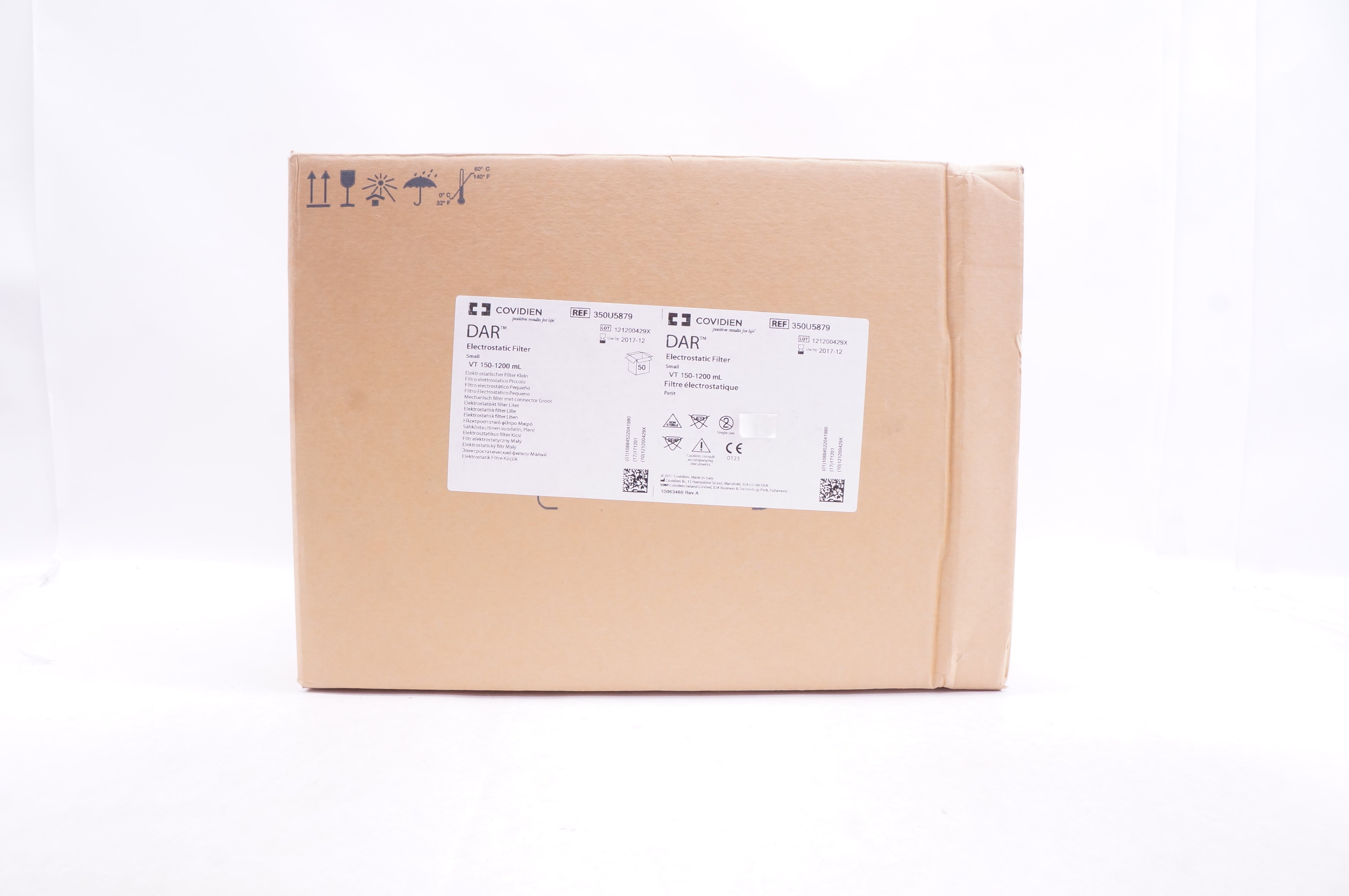 Covidien 350U879 DAR Electrostatic Filter Small VT 159-1200ml - Case of 50 (x)