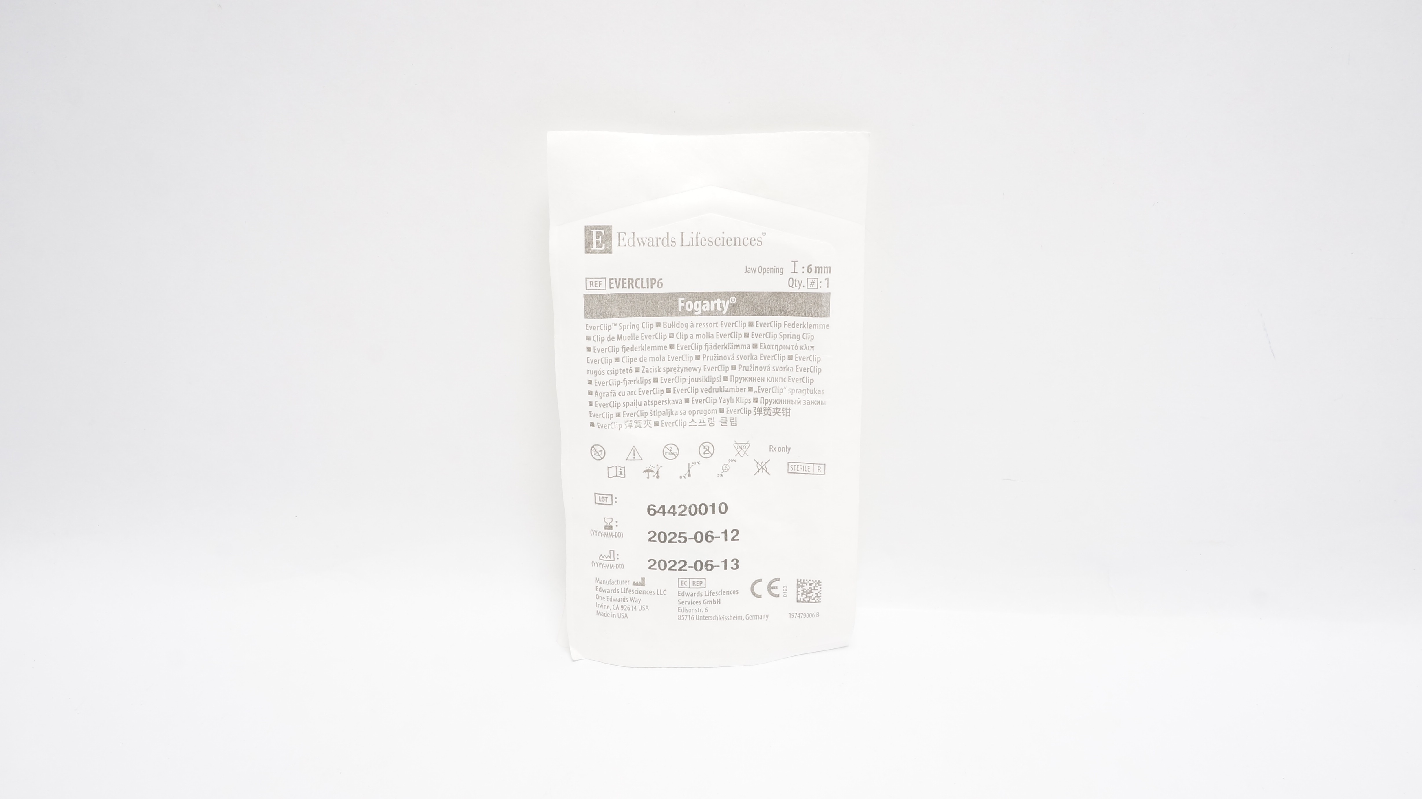 Edwards Lifescienciences EVERCLIP6 Fogarty Spring Clip 6mm (x)