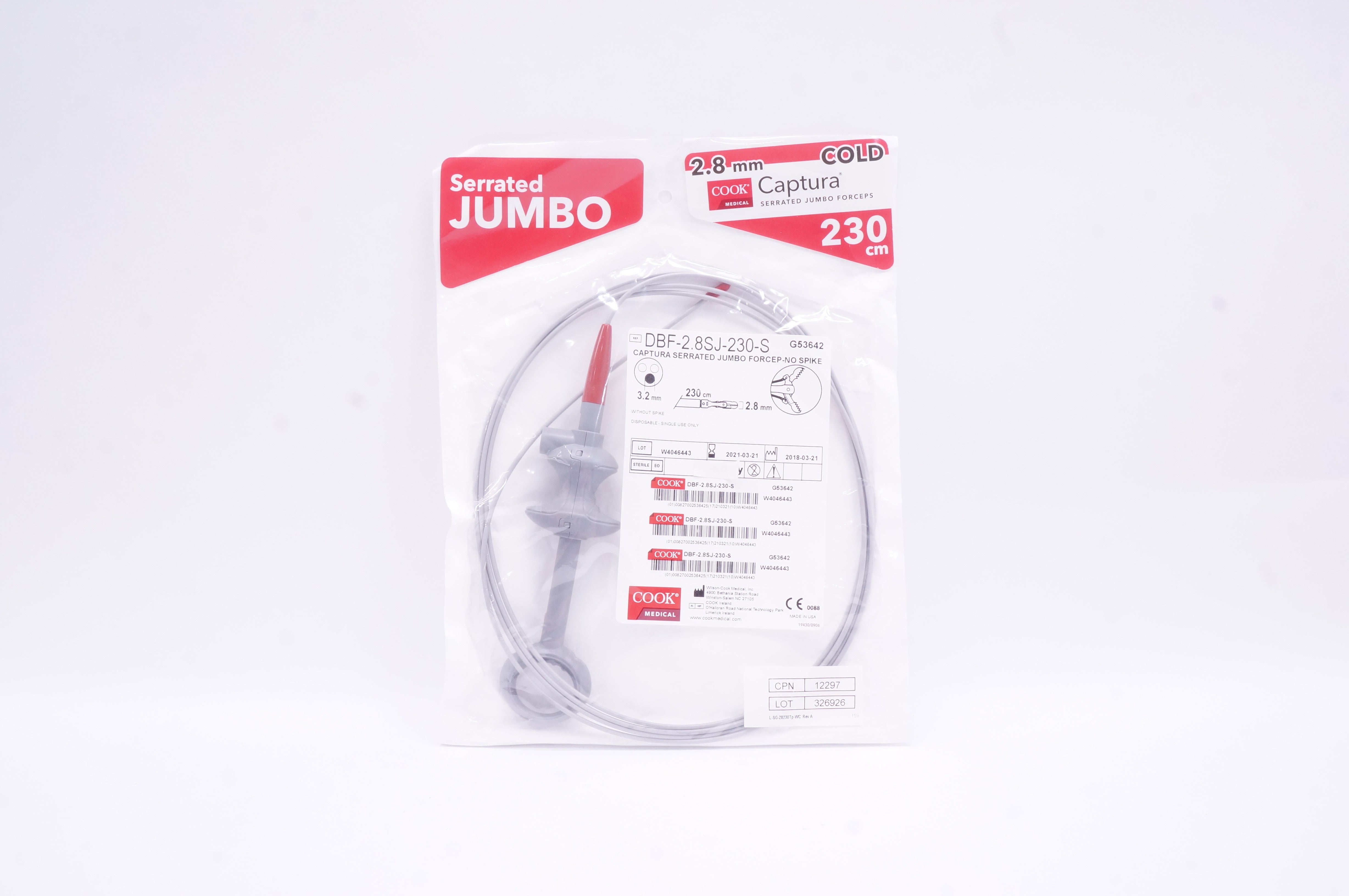 Cook Medical G53642 Captura Serrated Jumbo Forcep-No Spike (x)