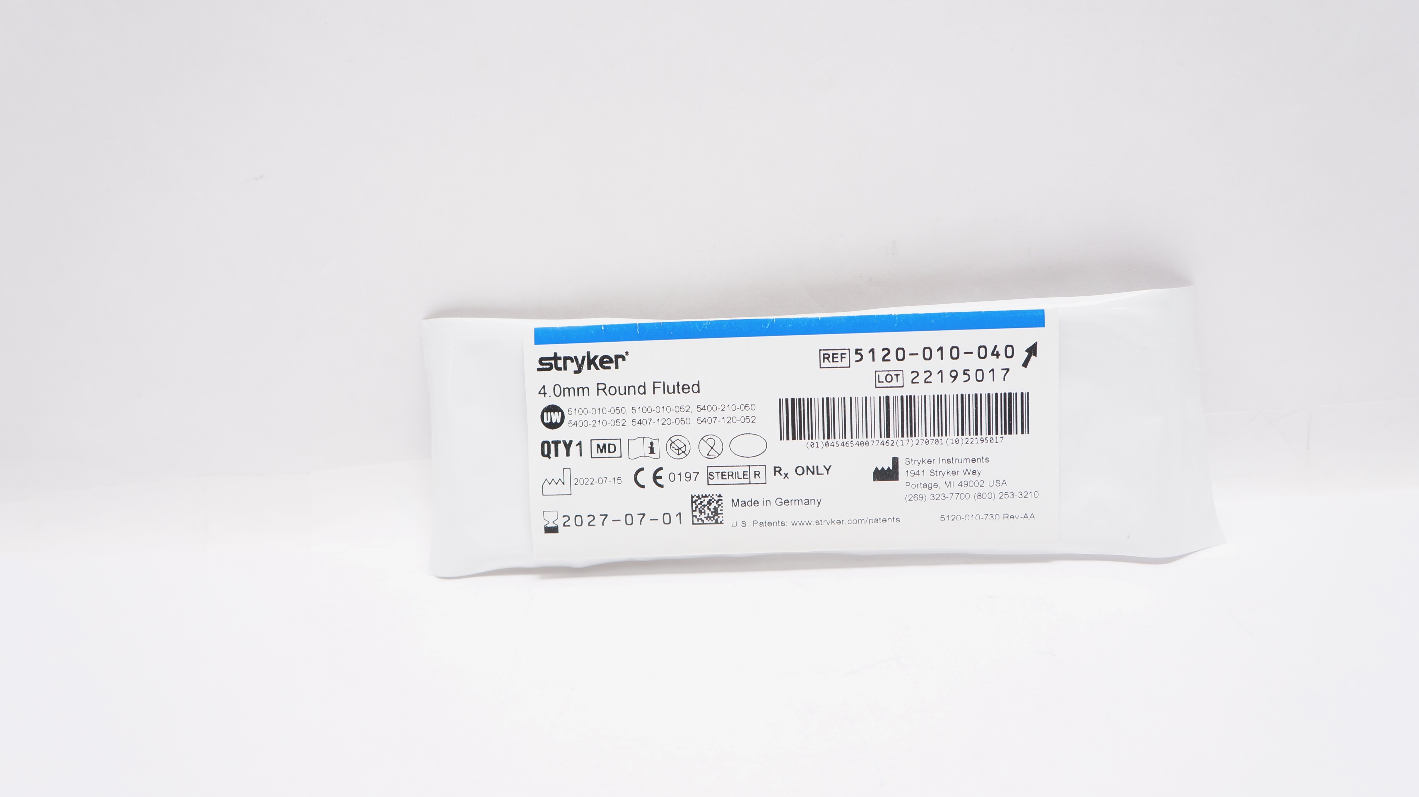 Stryker 5120-010-040 Round Fluted 4.0mm