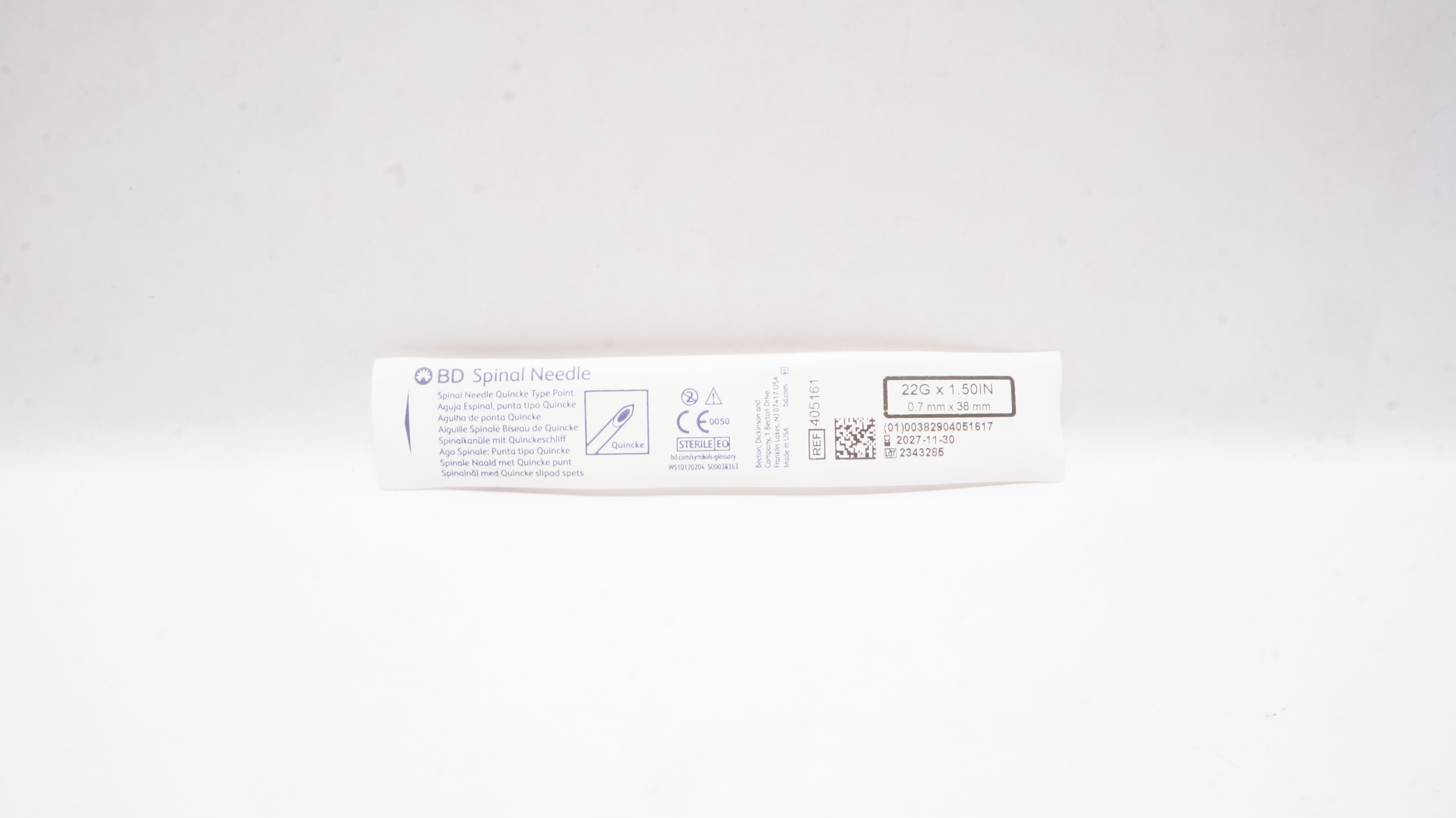 BD 405161 Spinal Ndle Quincke Type Point 22GA x 1.50inch